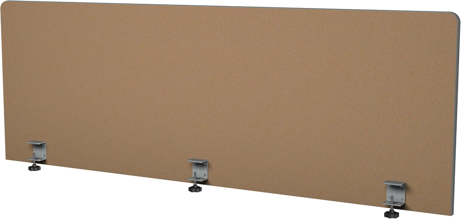 Tackboard Desk Divider, Fabric Privacy Screen, 60"D x 18"H, Easy Clamp