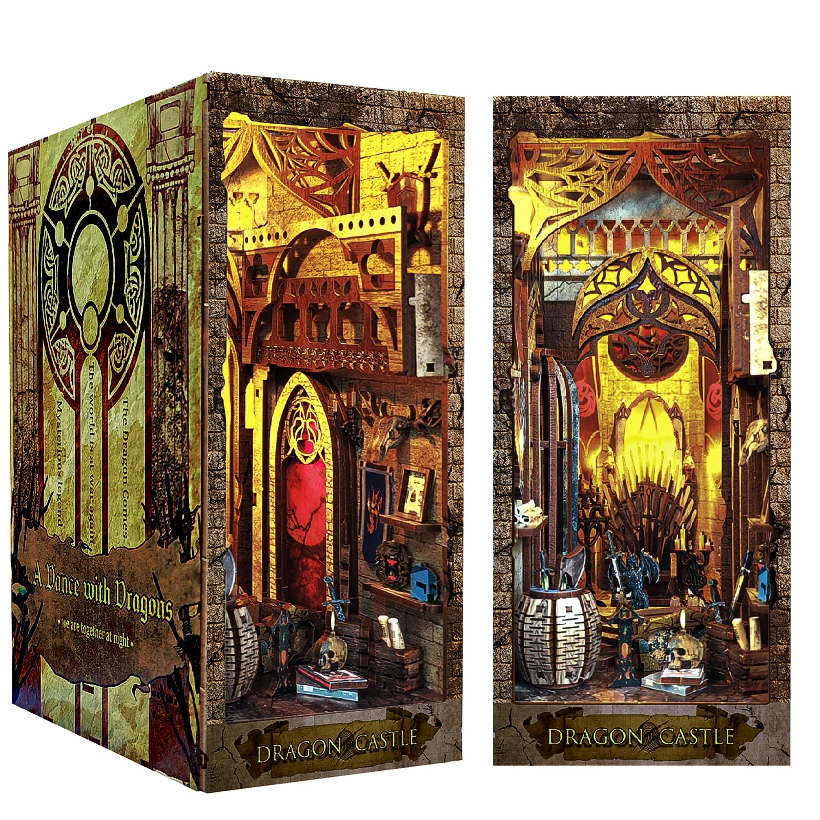 RONSTONE DIY Book Nook Kit - Casa Delle Bambole in Miniatura Regalo per la Creatività dai 14 anni in su - Inserto per Libreria a Puzzle in Legno 3D con Luce LED