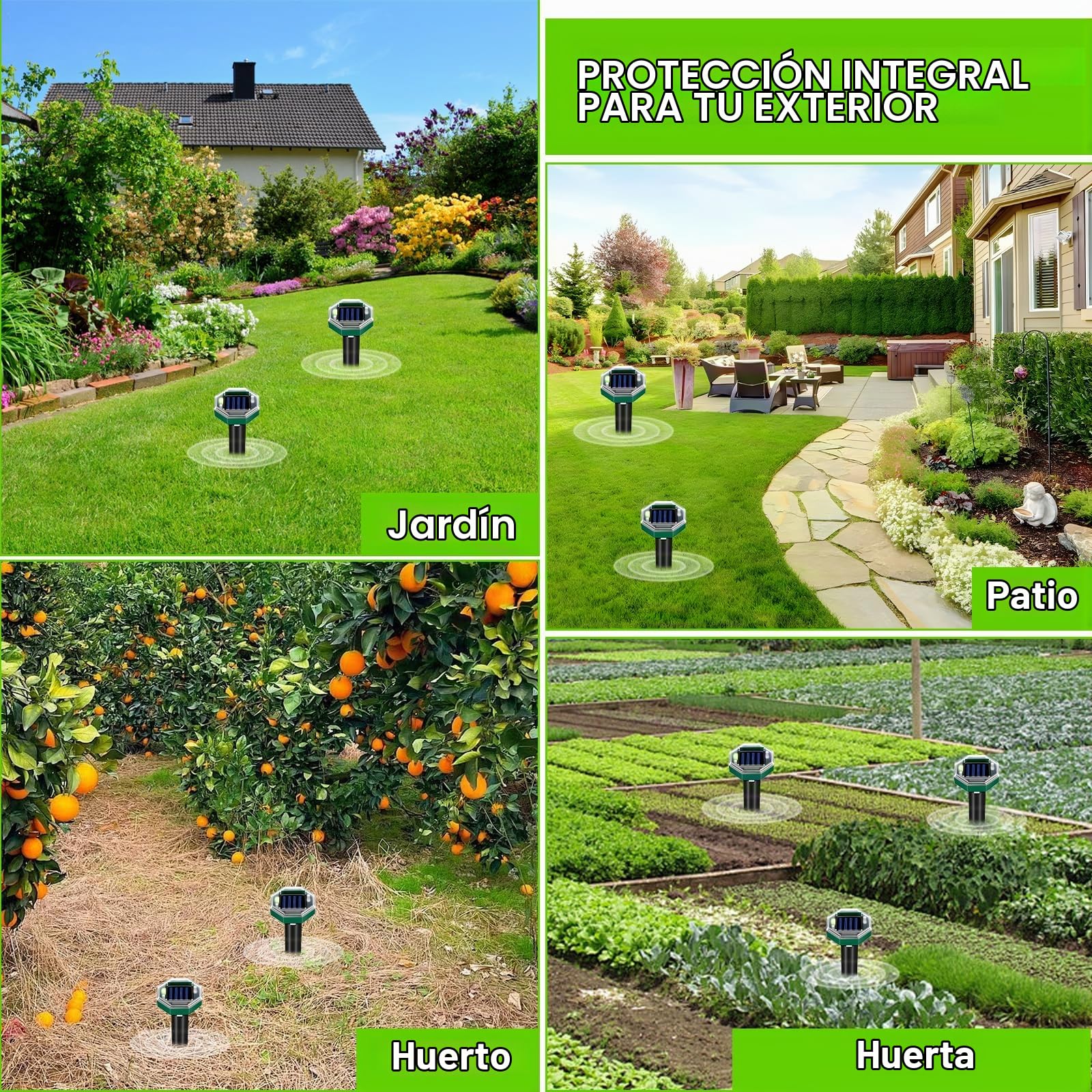 Ahuyentador de Topos,Repelente de Topos Ultrasonido Exterior,Solar Impermeable Ultrasónico de Ratas,Ecológico Ratones y Serpientes, per Césped, Patio y Jardín (8 Paquete)