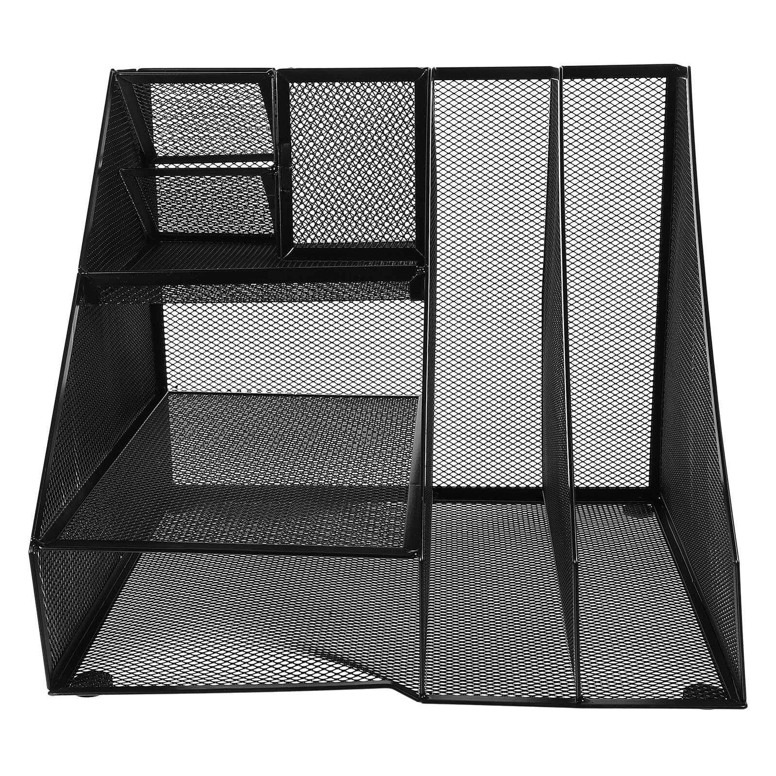 NOLITOY Organizer da Scrivania in Ferro Nero con Portapenne Laterale Porta Documenti e File Supporto Multi-scomparto per Ufficio e Casa Portariviste e Portaoggetti Resistente