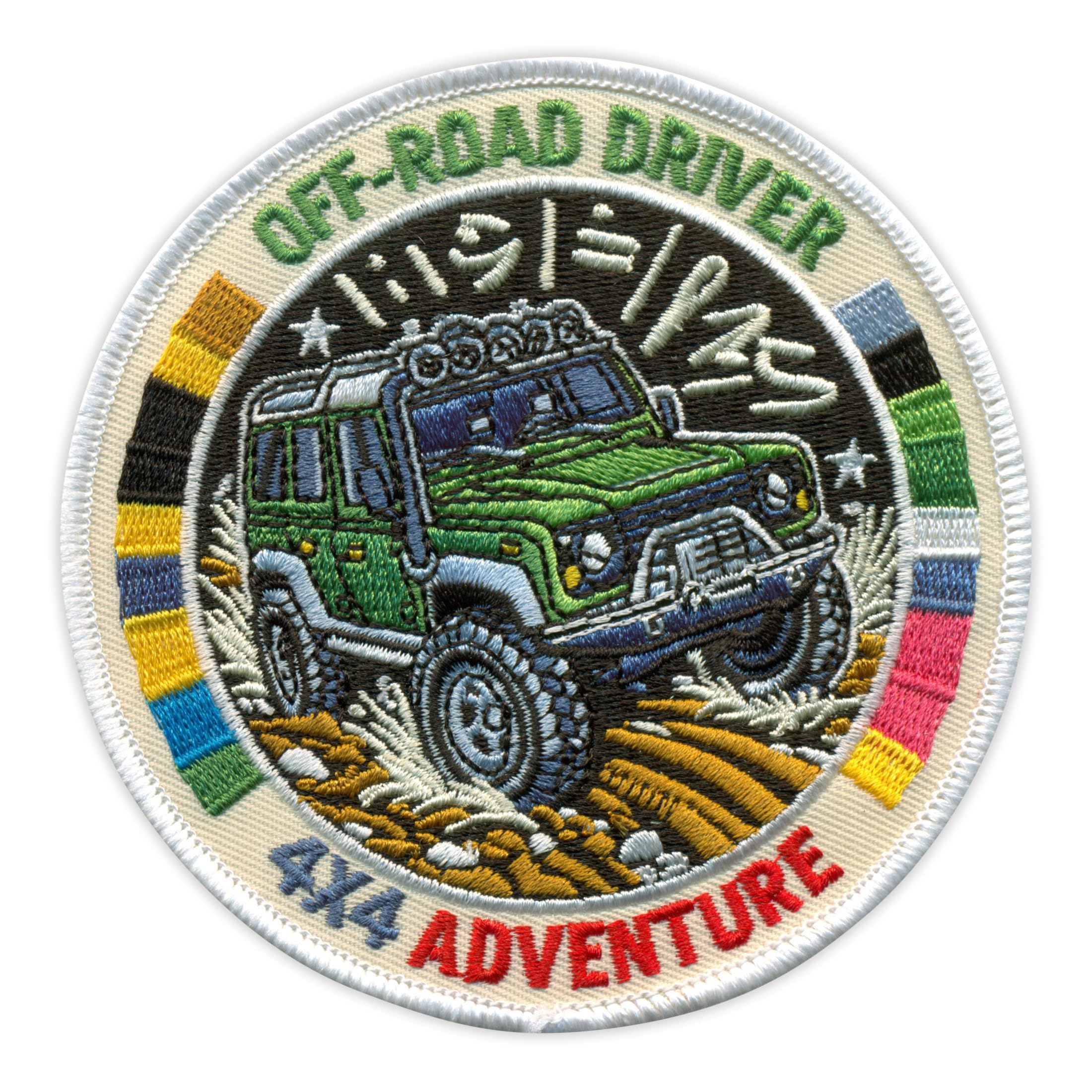 Set di 4 toppe ricamate con scritta "Off-Road Driver 4x4" Adventure, termoadesivo/termoadesivo