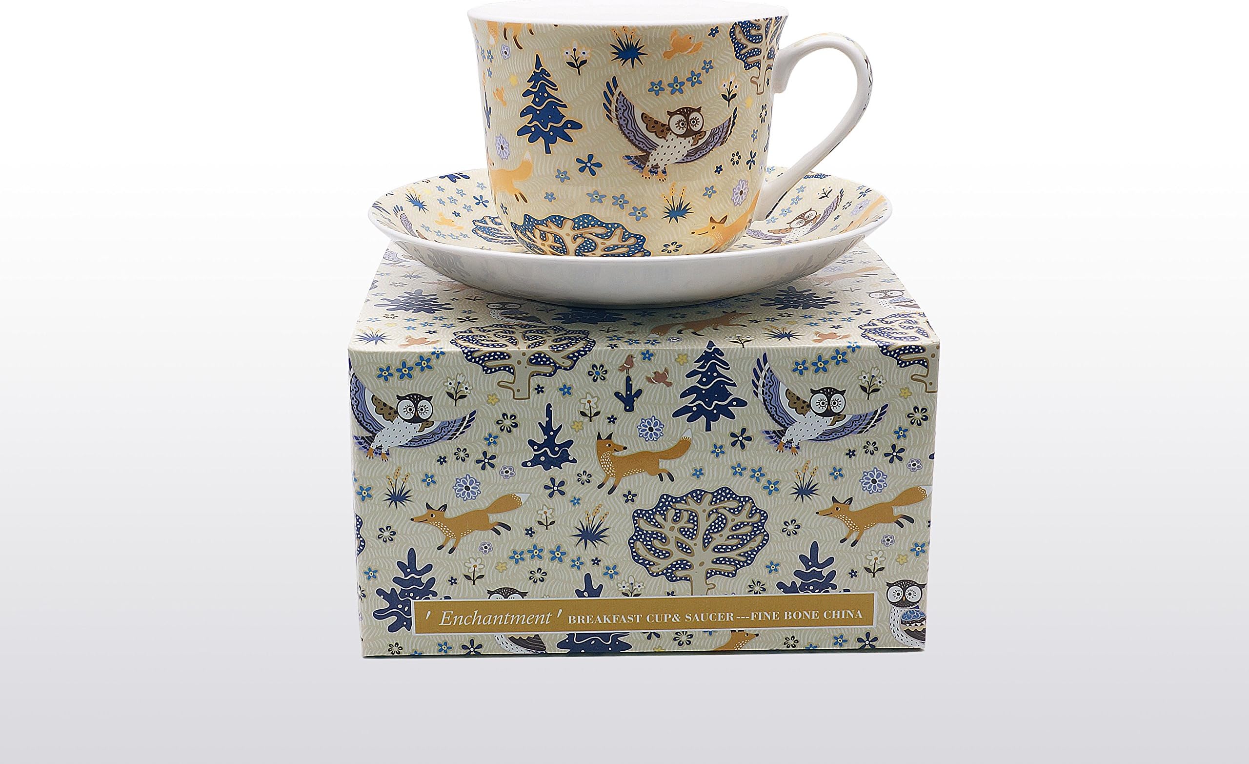 Bone China Breakfast Cup/Saucer Enchantment Gift Boxed Postage Free UK