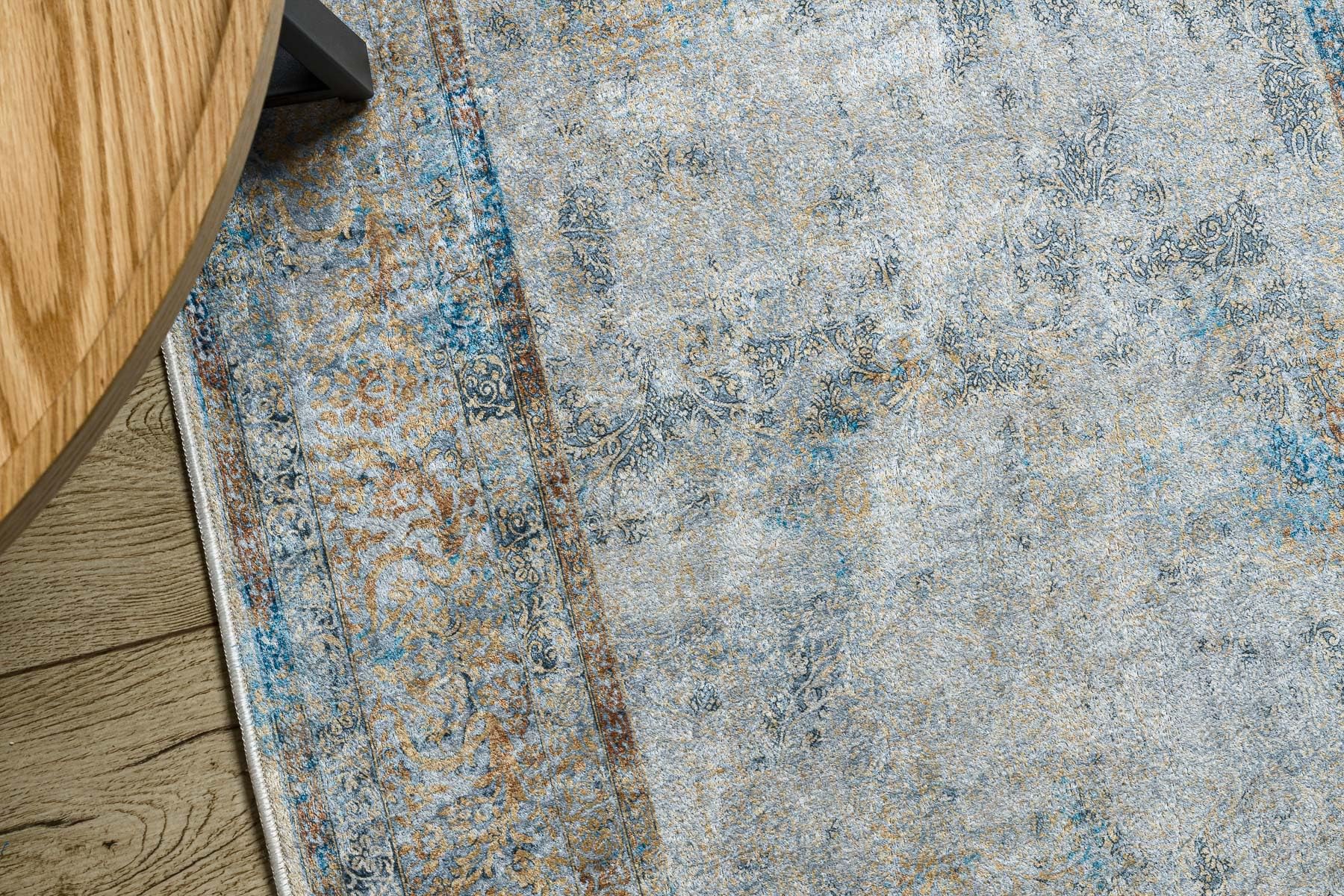 rugsx Läufer Antirutsch Lotus BORDERO 95111 Grau/Beige - Waschbar - 60x400 cm- Rutschfester Teppich für Flur & Küche