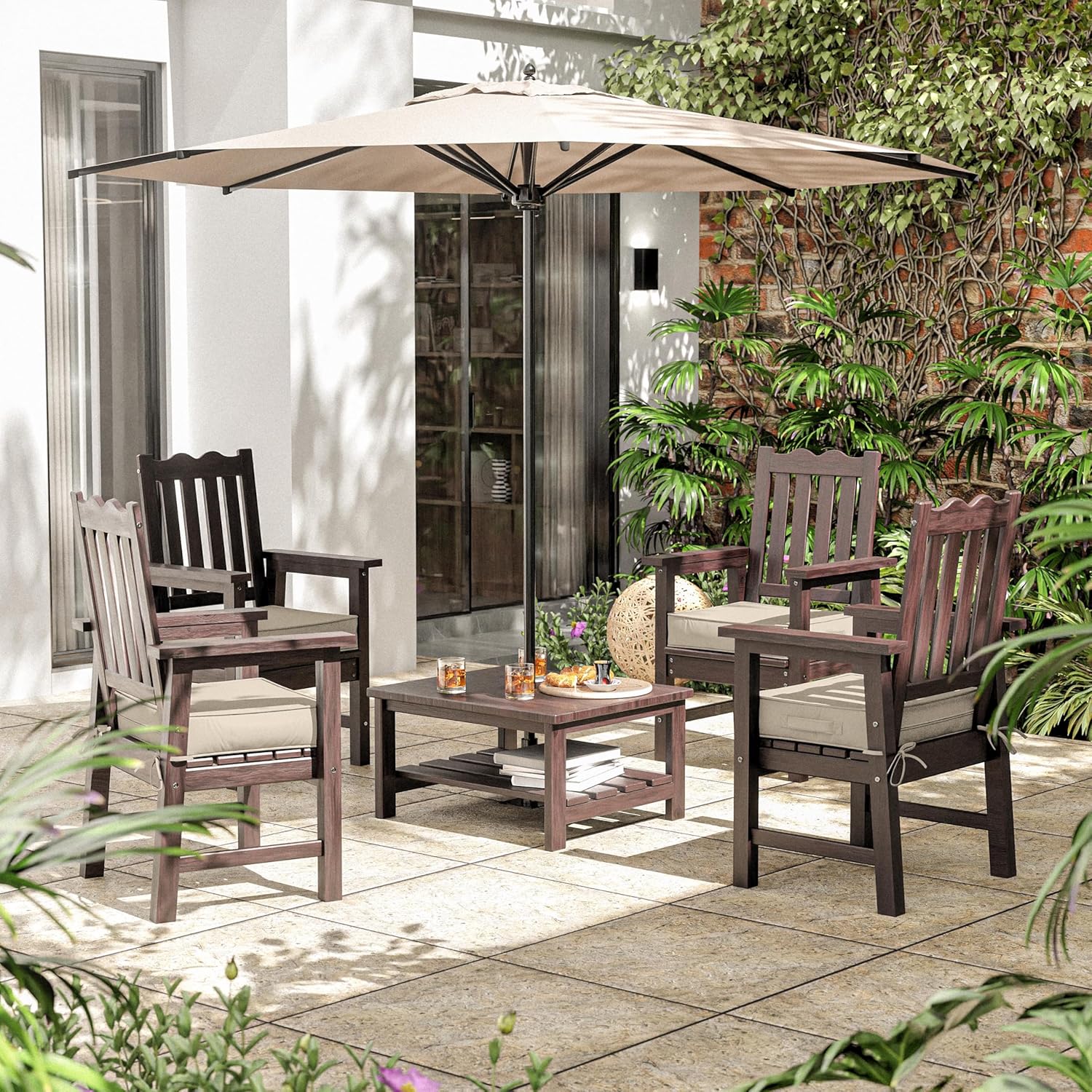 Outdoor Chair Cushions 18.5 X 16 X 4 Inch Patio Furniture Cushions Waterproof & Fade Resistant Outdoor Cushions for Patio Furniture with Handle & Adjustable Straps Set of 2