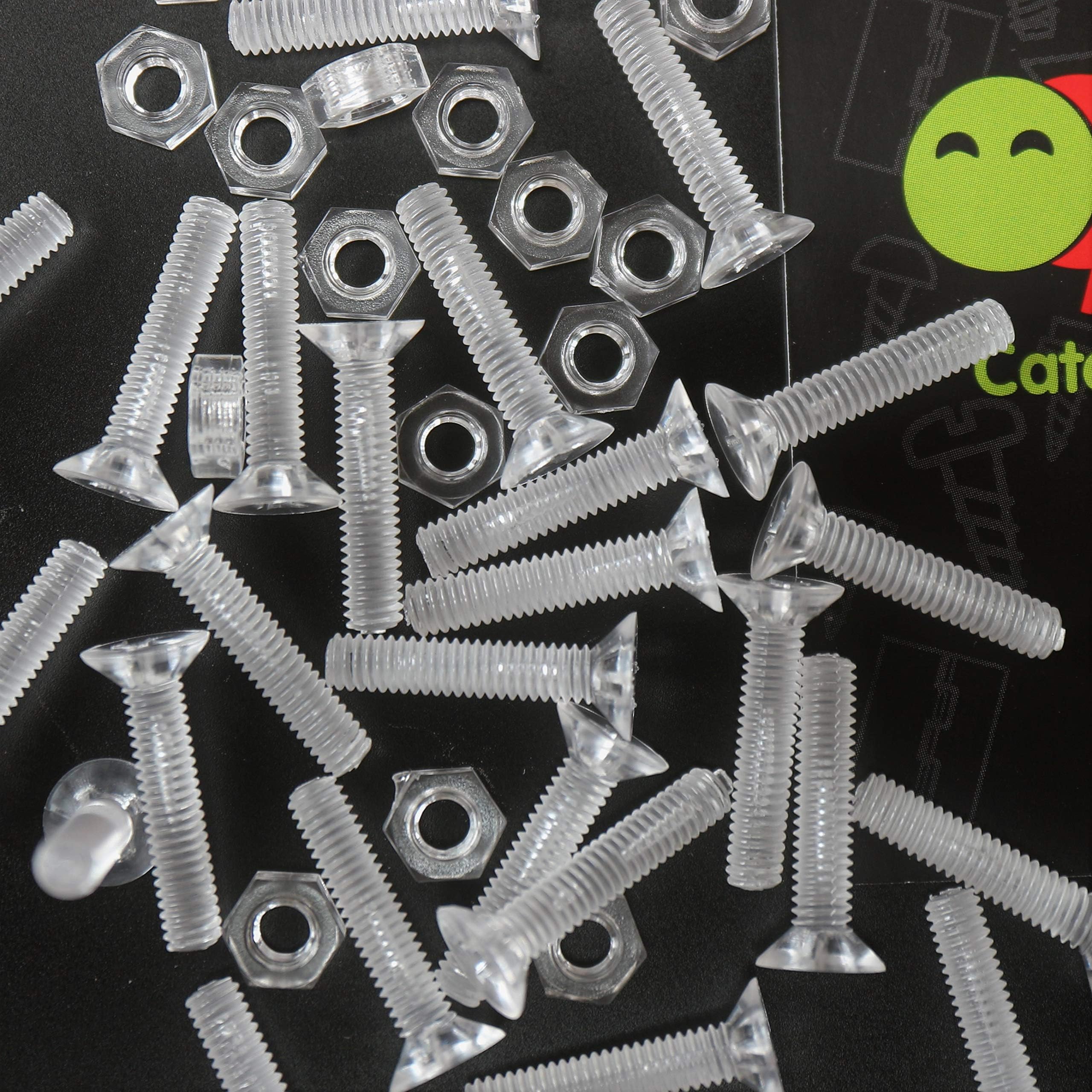 50 x Crosshead Countersunk Screws Nuts and Bolts, Transparent Clear Plastic Acrylic, M4 x 20mm - Acrylic Plastic Screws