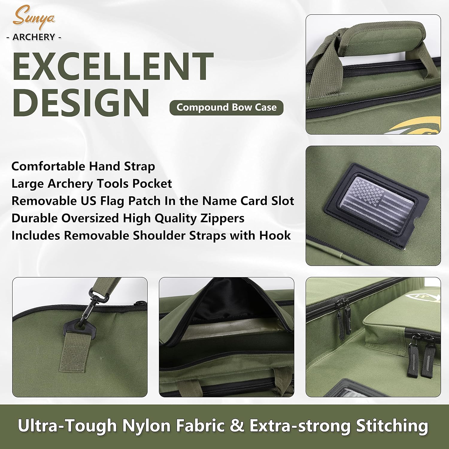 SUNYA Compound Bow Case with Molle System - Neoprene Bow String Protection & Padded Shoulder Sling - Soft Carrying Case for Archery Accessories, Equipment