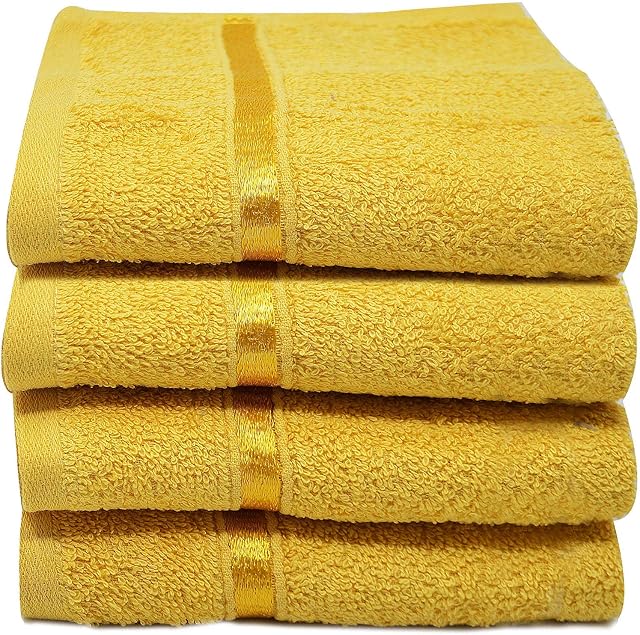 Towelogy® Luxury 100% Egyptian Cotton Hand Towel Set 500 GSM Ultra-Soft and Absorbent Multipurpose Use for Bath, Hand, Face, Gym and Spa 50x81cm (Pack of 4, Ochre)