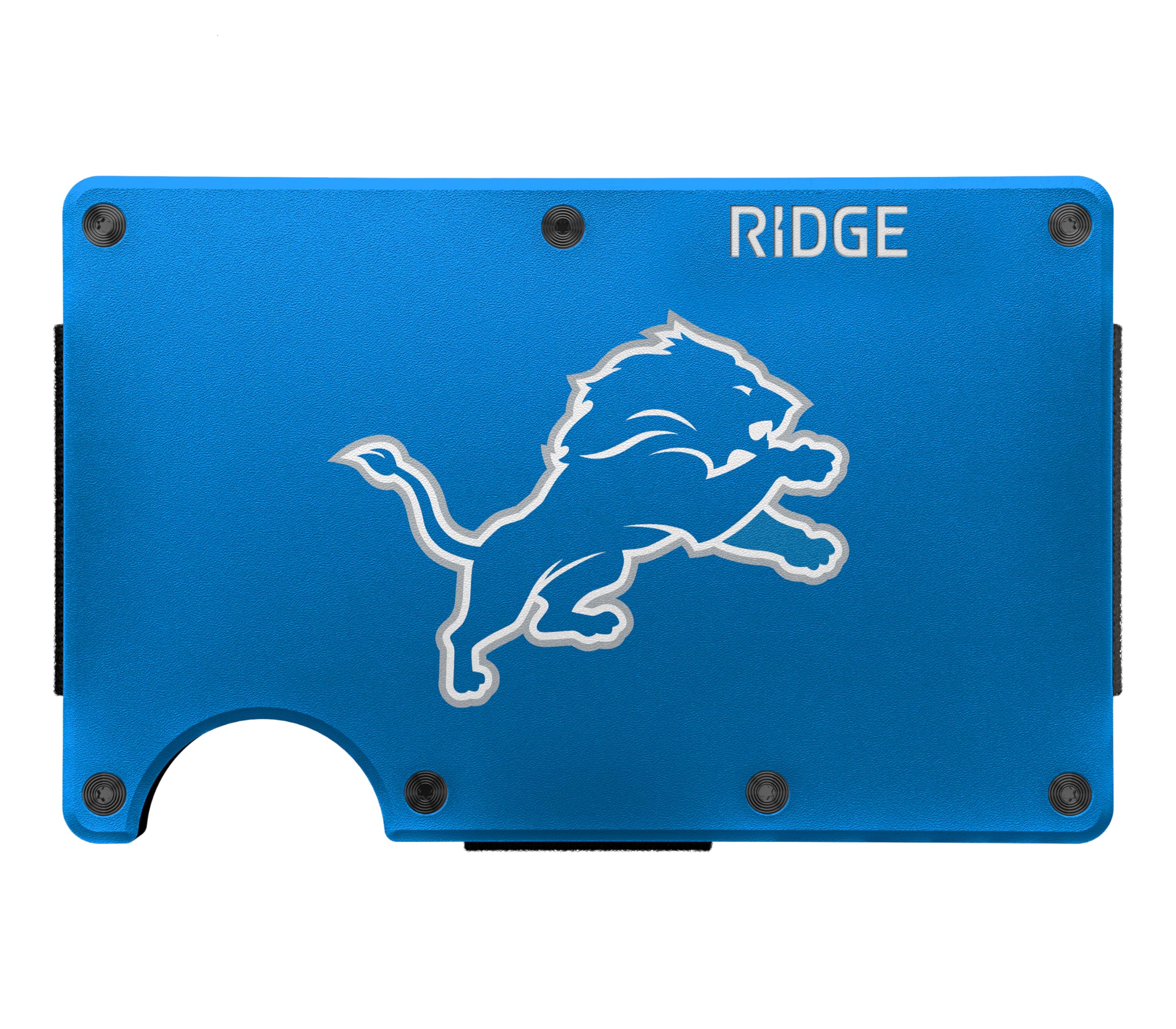 The Ridge NFL Edition, Mens Minimalist Aluminum Metal Wallet - Rfid Blocking, Elastic, Slim Front Pocket Credit Card Holder with Both Cash Strap and an additional Money Clip