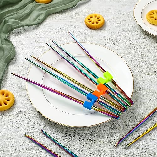 Miniatura 7 de 5 pares de palillos reutilizables antideslizantes para adultos, palillos de práctica reemplazables, resistentes al calor, con clip para entrenador