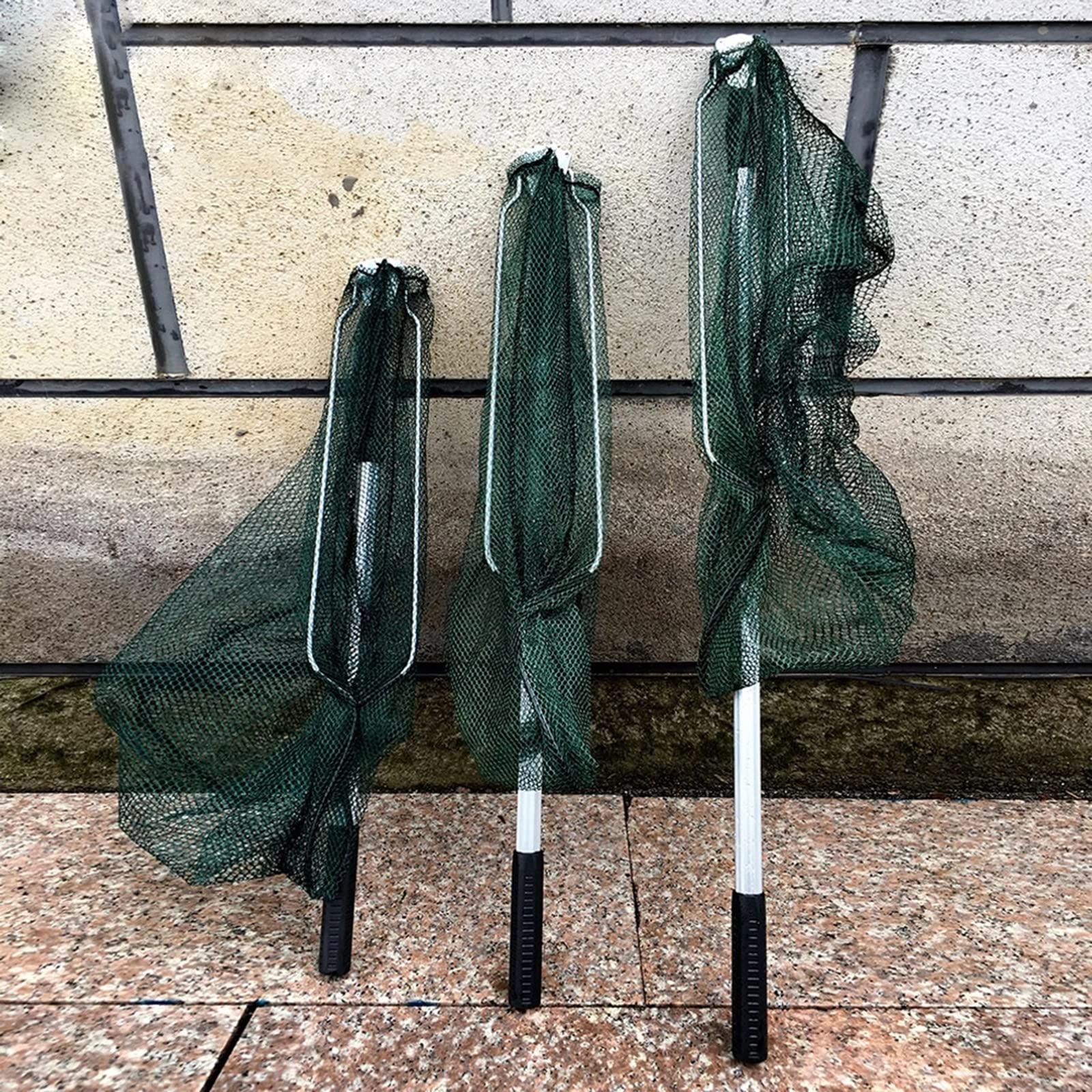 SISWIM Red de Pesca Red de Aterrizaje de Pesca Plegable Triangular, Mango de Poste Extensible de Aluminio de 3 Secciones, Red de Pesca Verde, Palas, Red de Cuerda Accesorios de Pescar (Color : 2.1m)