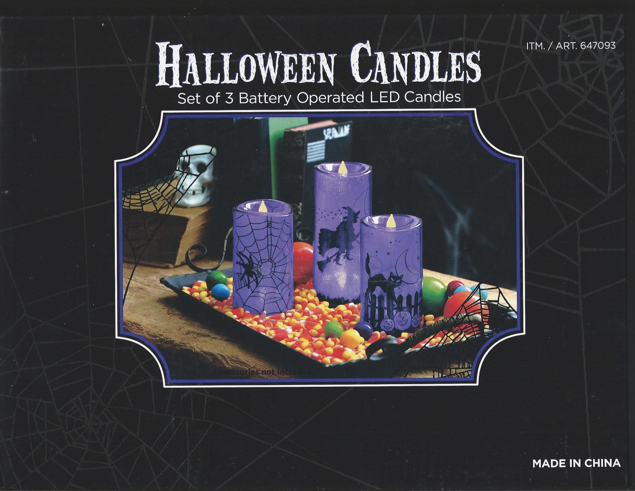 Halloween Led Candles St of 3 (Purple)