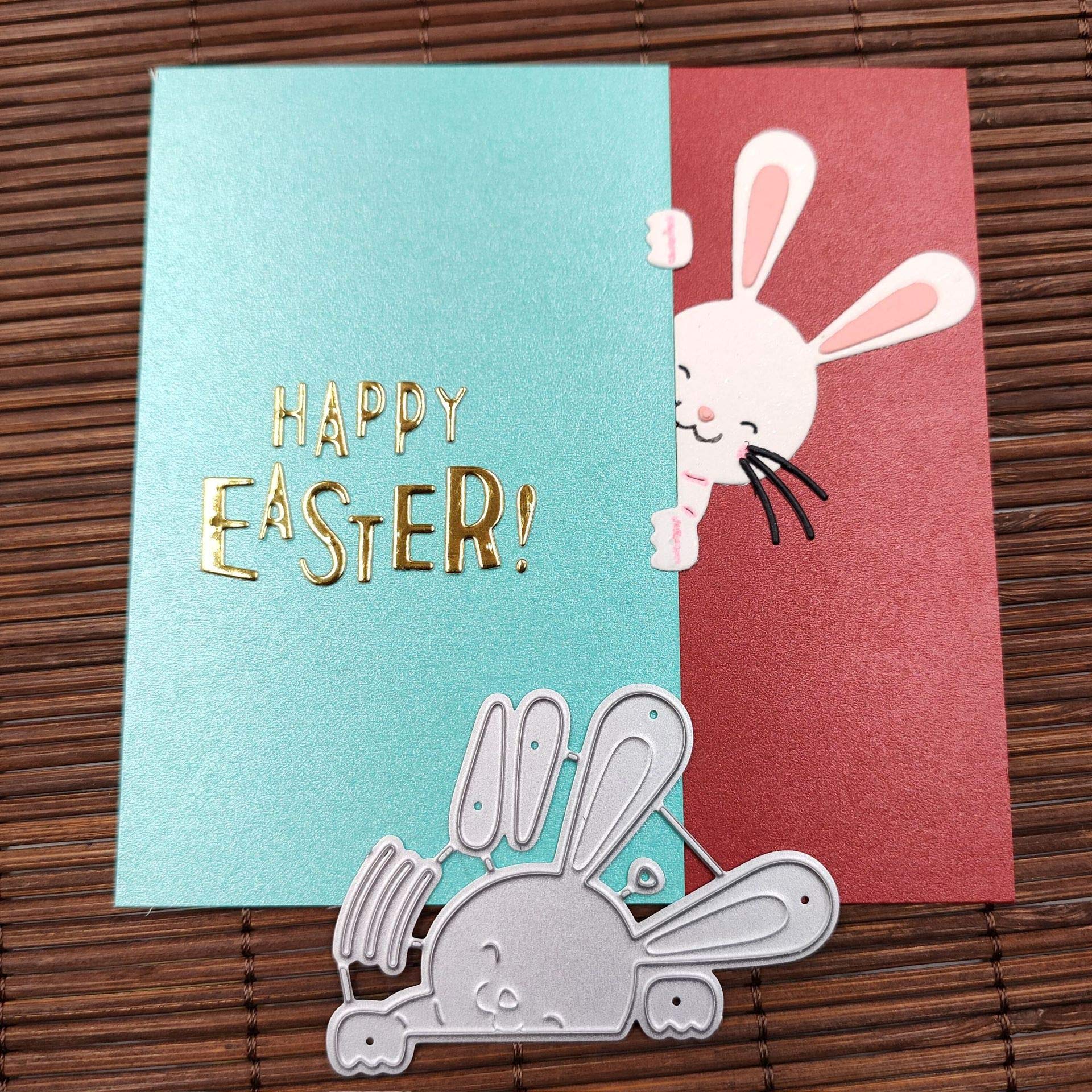 Stencil Metallici Per Punzonatura Pasqua - Set Di Fustelle A Forma Di Coniglietto E Cesto Di Fiori Per Goffratura, Scrapbooking E Biglietti Fai Da Te