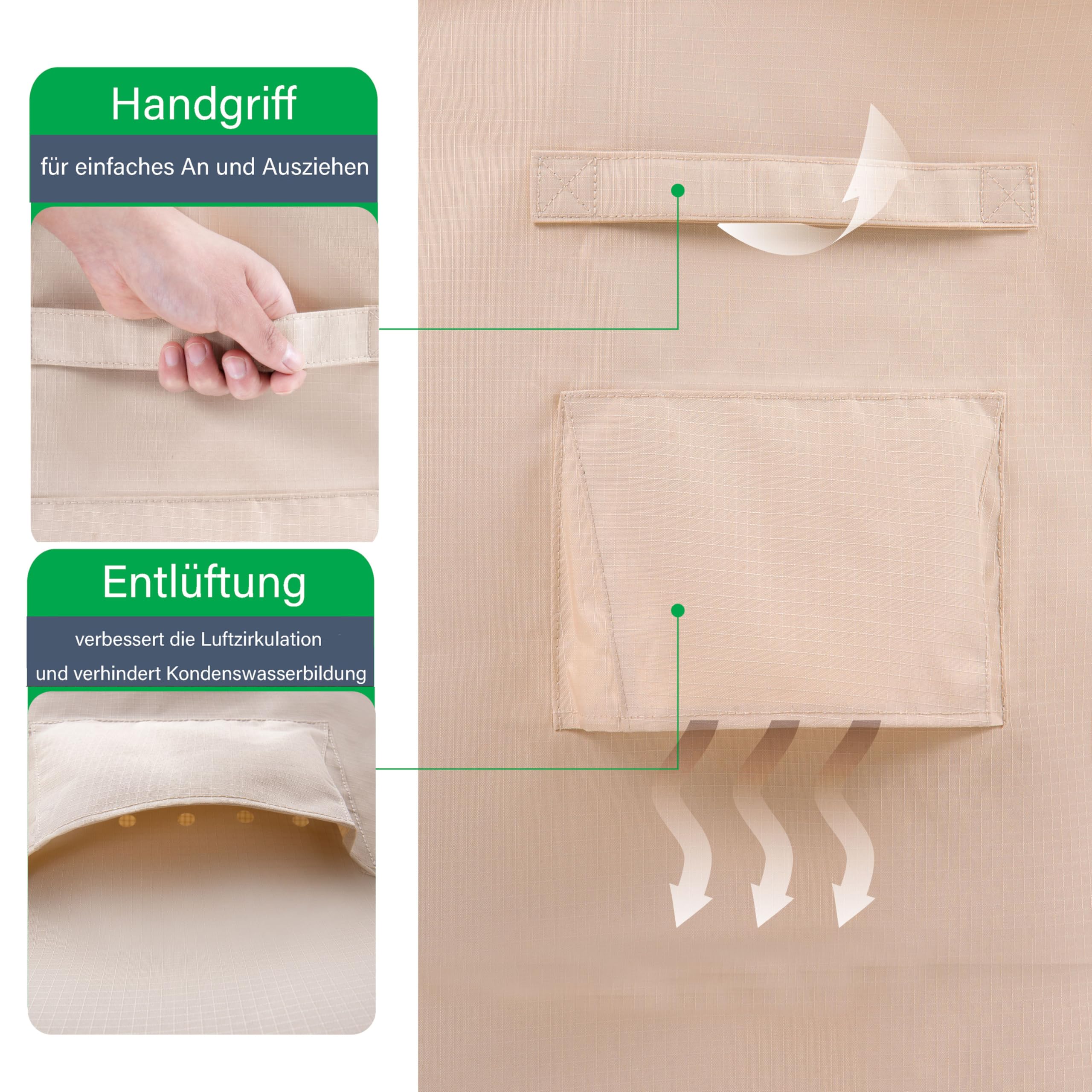 F&J Outdoors Gartensofa Abdeckung Wasserdicht 208x99x66/91cm Patio Abdeckungen für Outdoor-Möbel Gartenbank Abdeckungen 3-4 Sitzer Beige Heavy Duty Stuhl Abdeckung Rainproof Fabric Sofa Protector