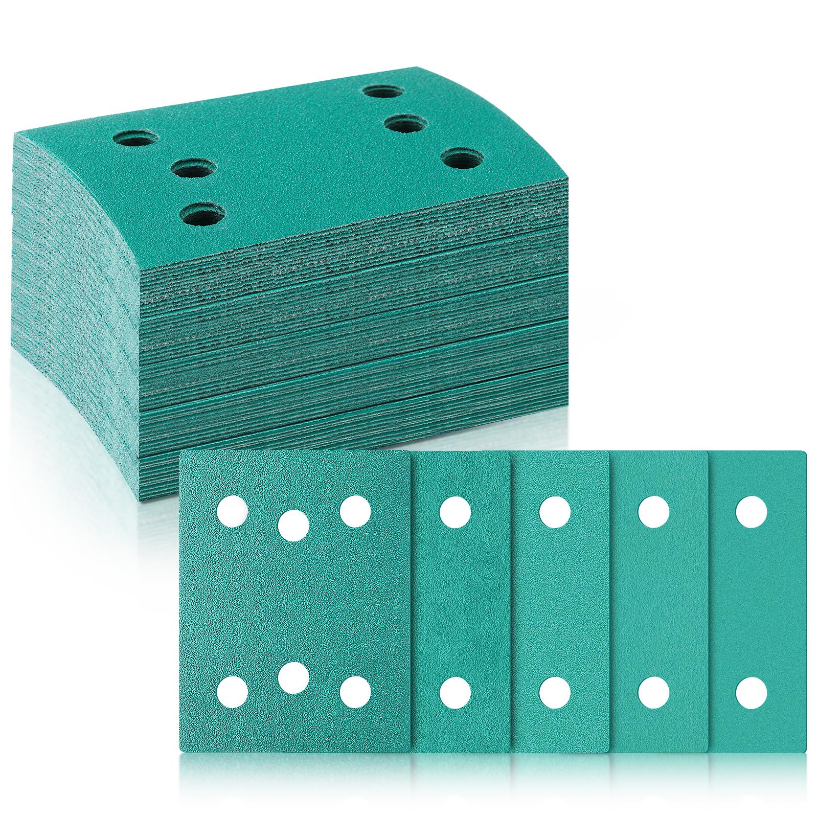 Photo 1 of HappyAlley 60 Pcs 3" x 4" 6 Hole Sanding Sheets Compatible with Surfprep, Sandpaper 80, 120, 150, 180, 220 Grit (12 of Each), Compatible with Surfprep&Uneeda Ekasand&Mirka Deos 343 Sandpaper Sanders