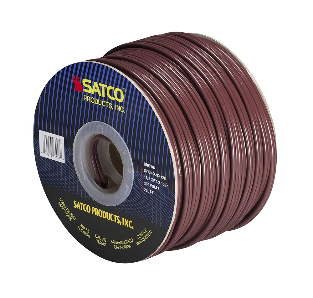 Satco Spool Wire 18/2 Spt2 105° Brown 250' model number 93-128-SAT