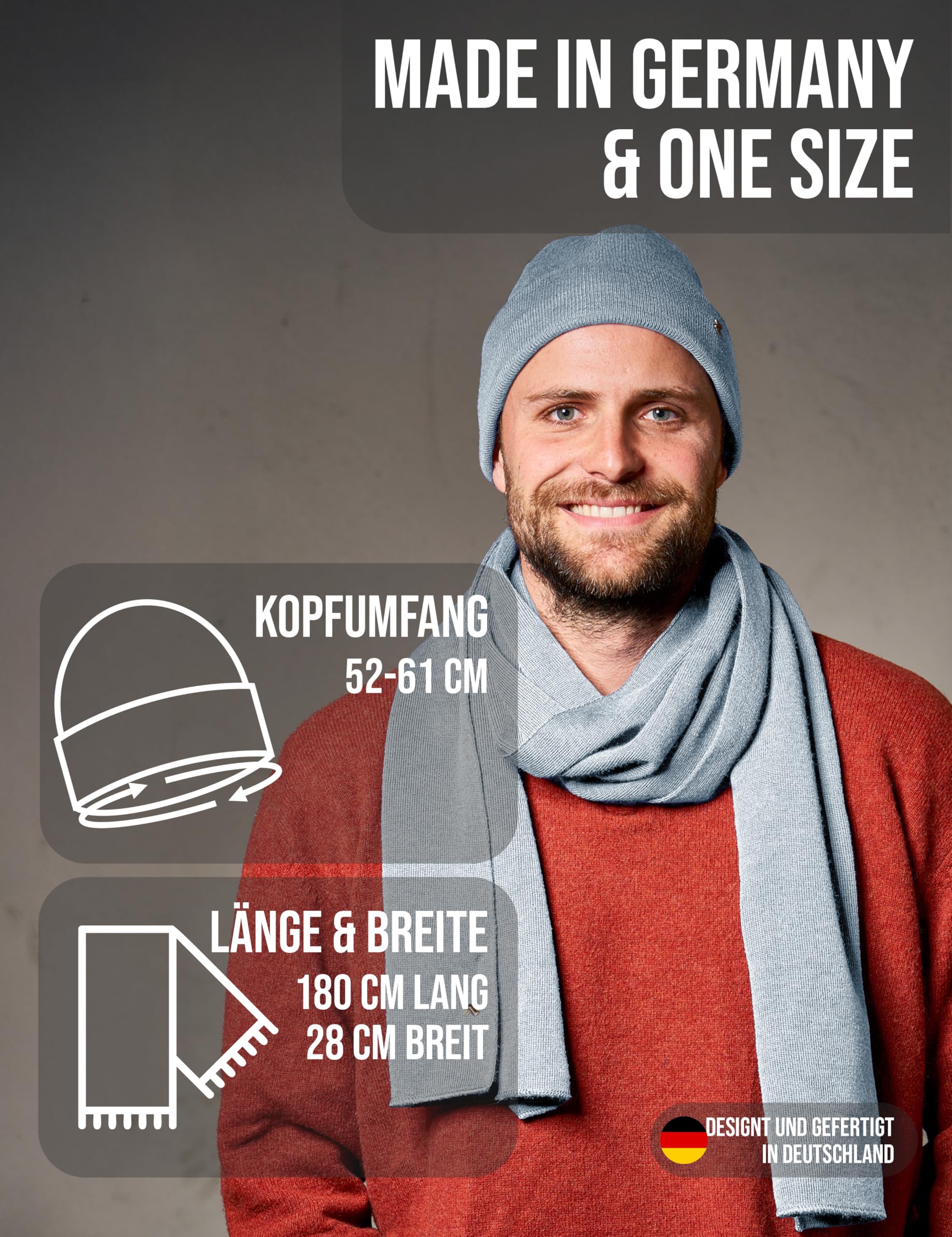 NYTTED® Merino Mütze und Schal Set für Damen & Herren | Made in Germany | 100% Feinste Merinowolle | Kuschelig Weiches & Warmes Set