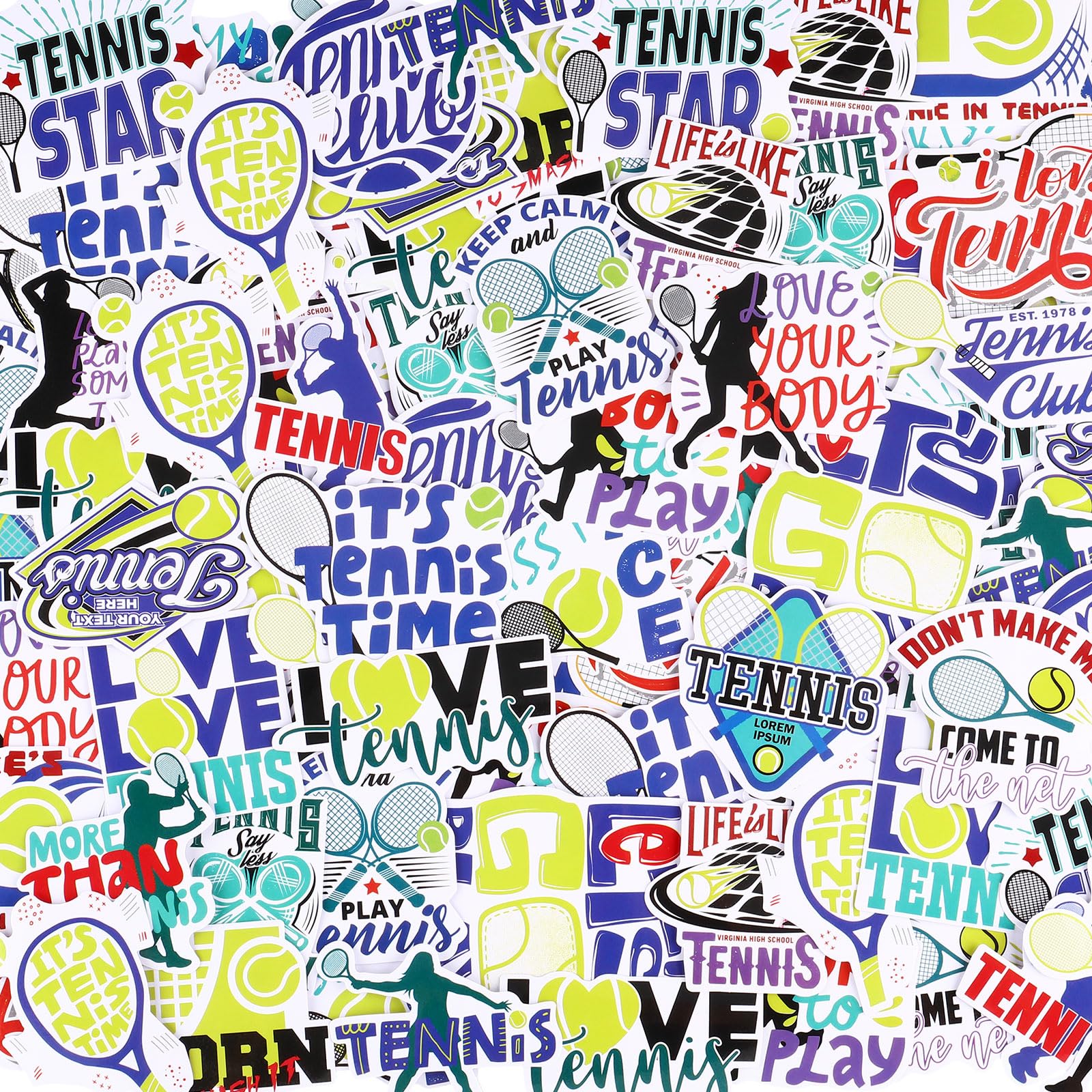 Outus 200 Pcs Tennis Stickers Water Bottle Decals Motivational Waterproof Vinyl Tennis Party Favors Sports Stickers Gift for Laptop Luggage Cup Computer Mobile Phone Skateboard Guitar Decor, 25 Styles