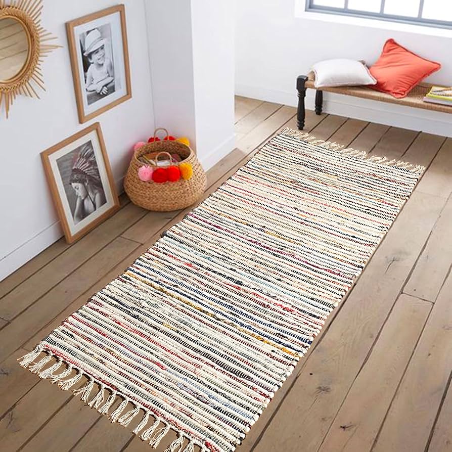Amazon.com: Chardin home Rag Rug Collection- White and Multi