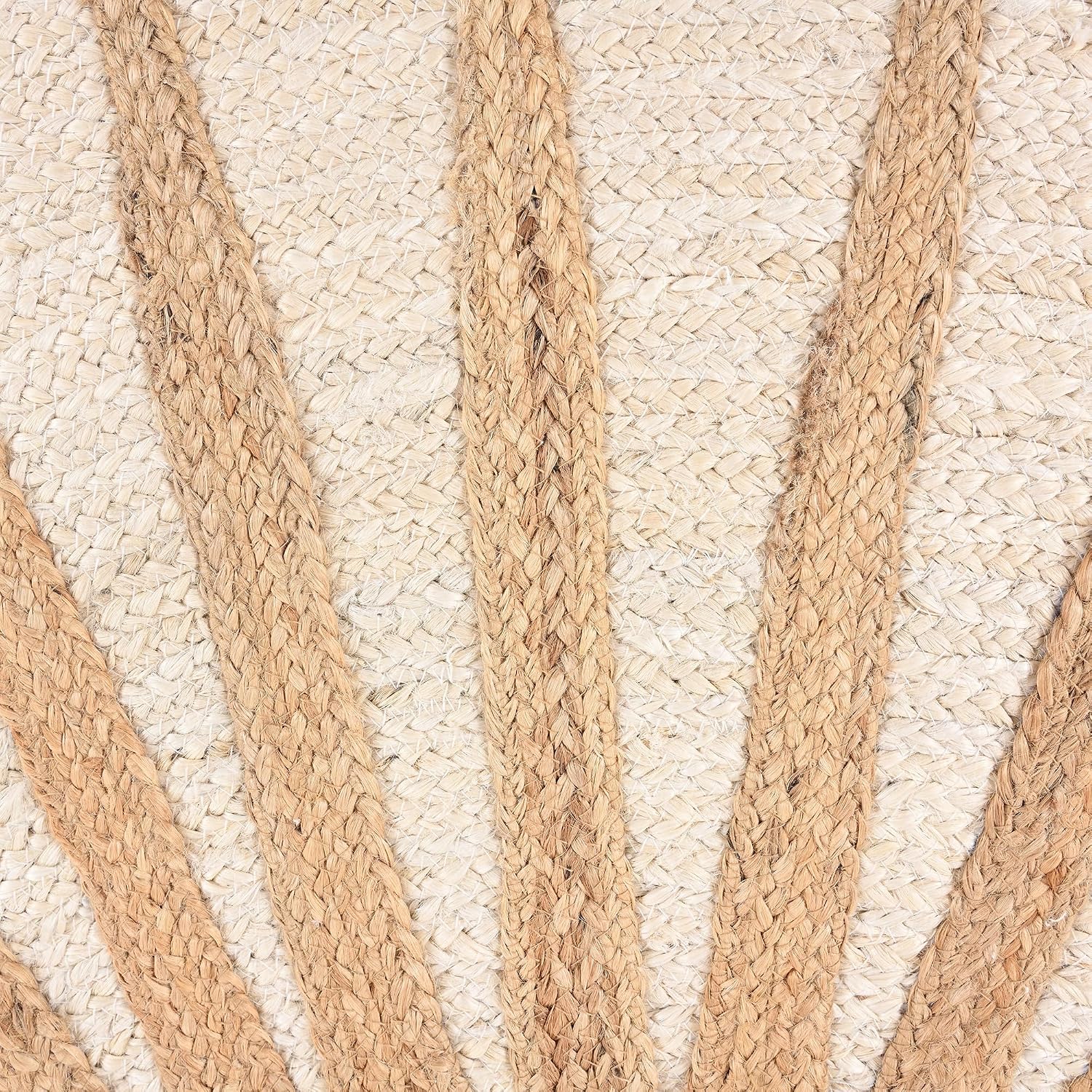 Round Jute Rug – Handwoven Natural Fiber Accent Rug with Radiating Sunbeam Pattern, Boho Coastal Style for Living Room, Bedroom, or Entryway (Natural Beige, 5' Round)