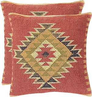 Handwoven Kilim Cushion Cover Ethnic Wool Jute Throw Pillow Case 18x18 i...