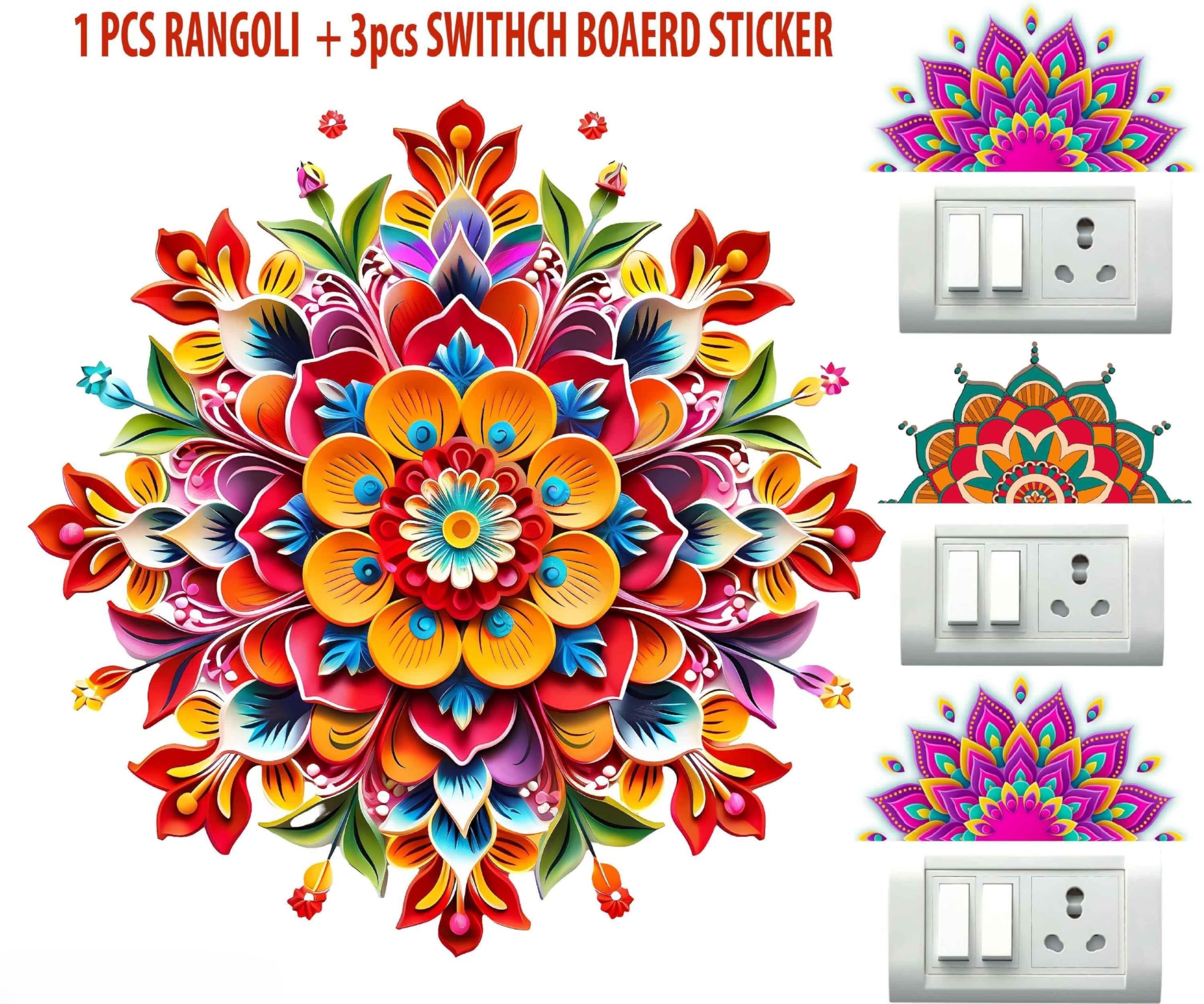 Diwali Rangoli Stickers - Easy Peel & Reusable -3