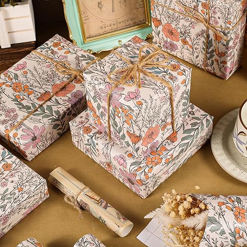 Miniatura 3 de Ywdbzjhs 1 rollo de papel de regalo de flores silvestres, 17 pulgadas x 33 pies, papel de regalo floral de jardín de flores silvestres para Navidad,