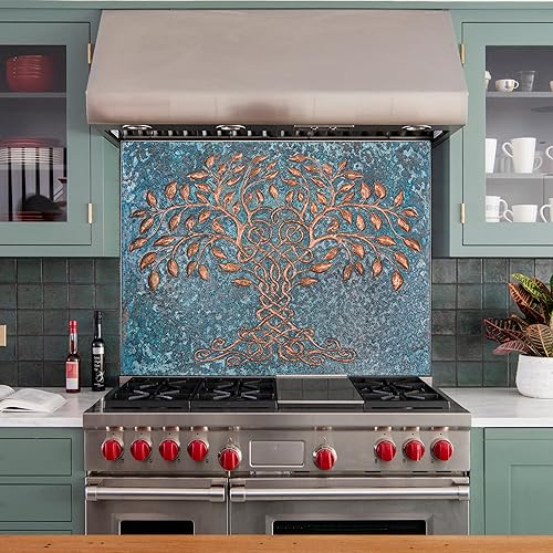 Miniatura 4 de Kitchen Backsplash, Celtic Tree of Life Kitchen Backsplash, Customizable Copper Backsplash Panel, Handmade Copper Backsplash Tile, Indoor Outdoor