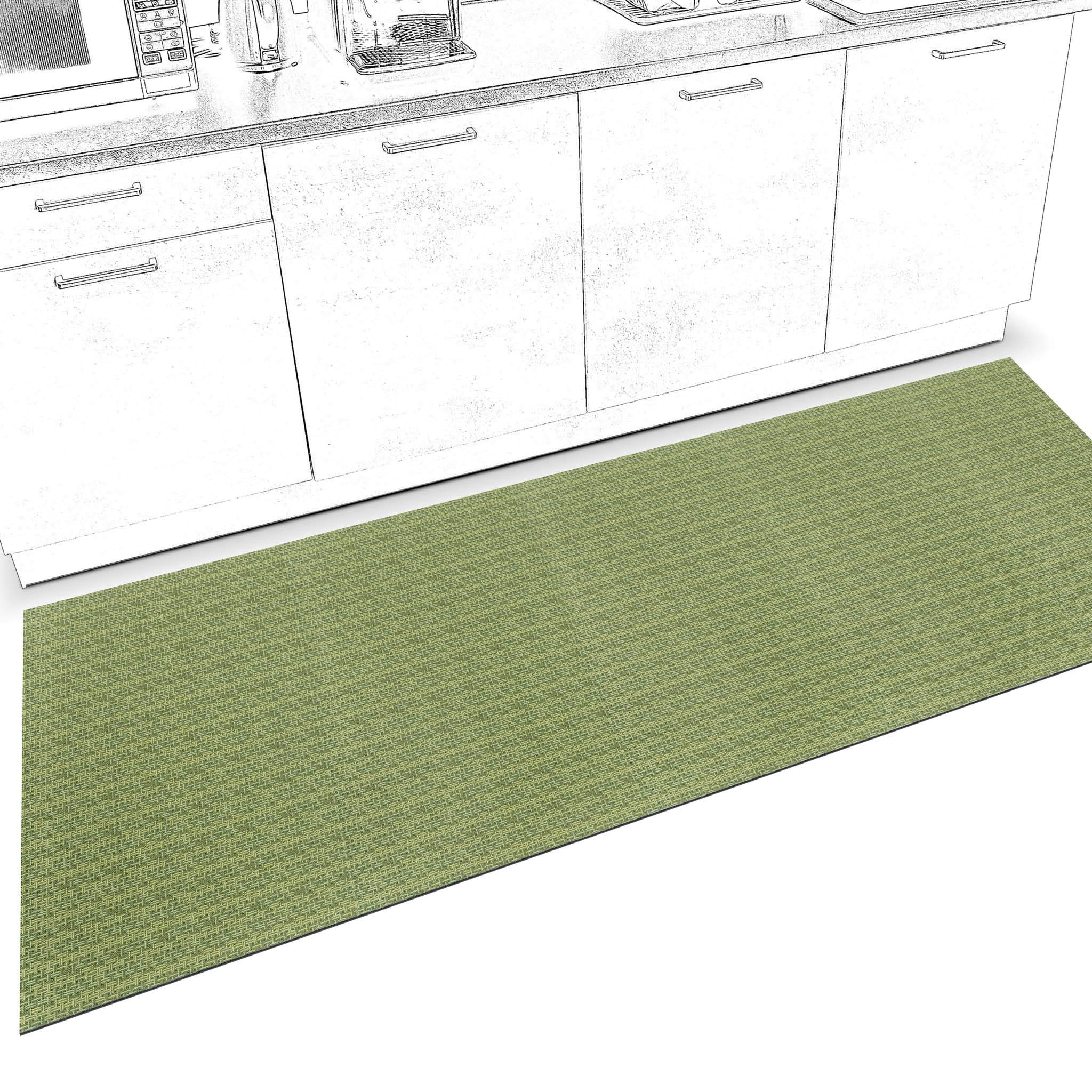 ANRO Alfombra de pasillo de cocina, suave, antideslizante, ajustable, terciopelo, color verde, 65 x 100 cm, muchos tamaños/patrones