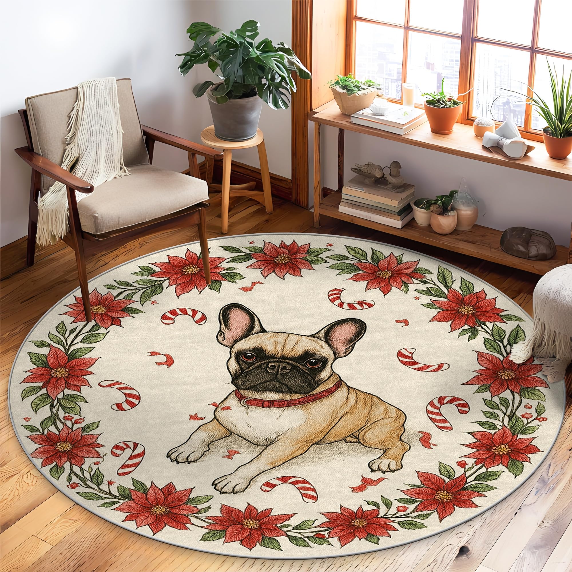 Tapis pour chien de Noël rouge 1,5x1,5m à poils courts pour le salon