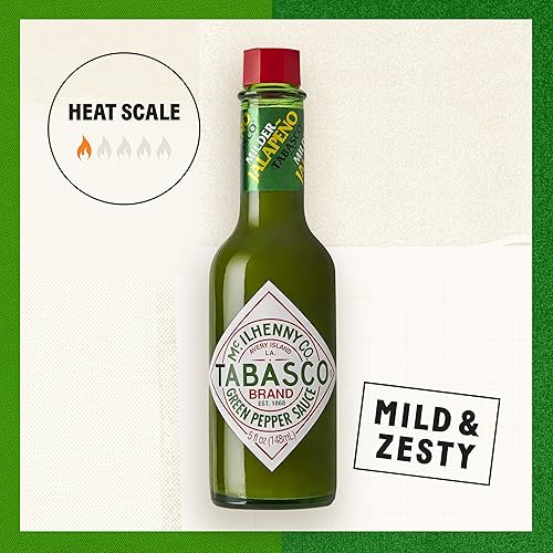 Miniatura 2 de TABASCO Brand Green Salsa de pimienta jalapeña, salsa picante suave, mini botellas de vidrio, sabor equilibrado, salsa de jalapeño crujiente y