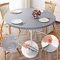 Vista 10 de ManMengJi Paquete de 2 manteles redondos ajustables color negro con bordes elásticos, impermeable, resistente a las manchas, para uso en exteriores