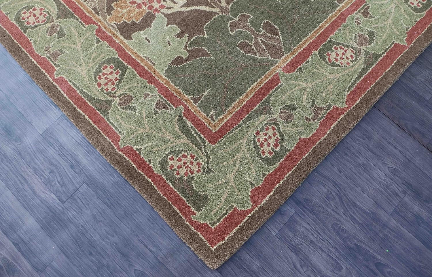 Old Hand Made Pattern William Morris Cecil Green Traditional Oriental Style Woolen Area Rugs (9 ft x 12 ft) All-Included Price