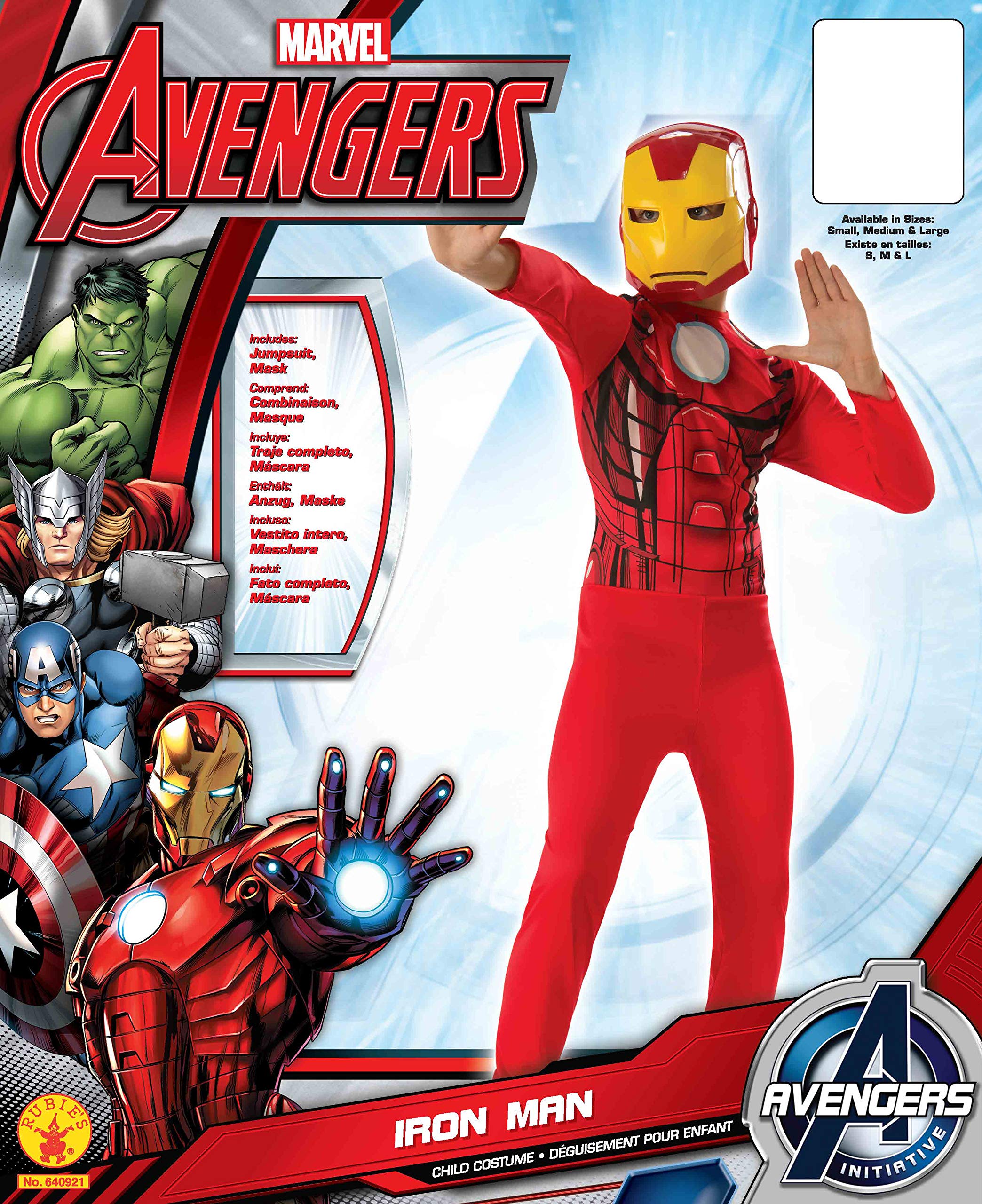 Déguisement Iron Man Avengers Officiel Rubie's - Combinaison Rouge Enfant 7-8 Ans Avec Masque