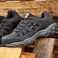 Vista 8 de Skechers Zapatos de construcción Cankton con punta de acero para hombre, clasificación de peligro eléctrico, espuma viscoelástica Negro/Carbón