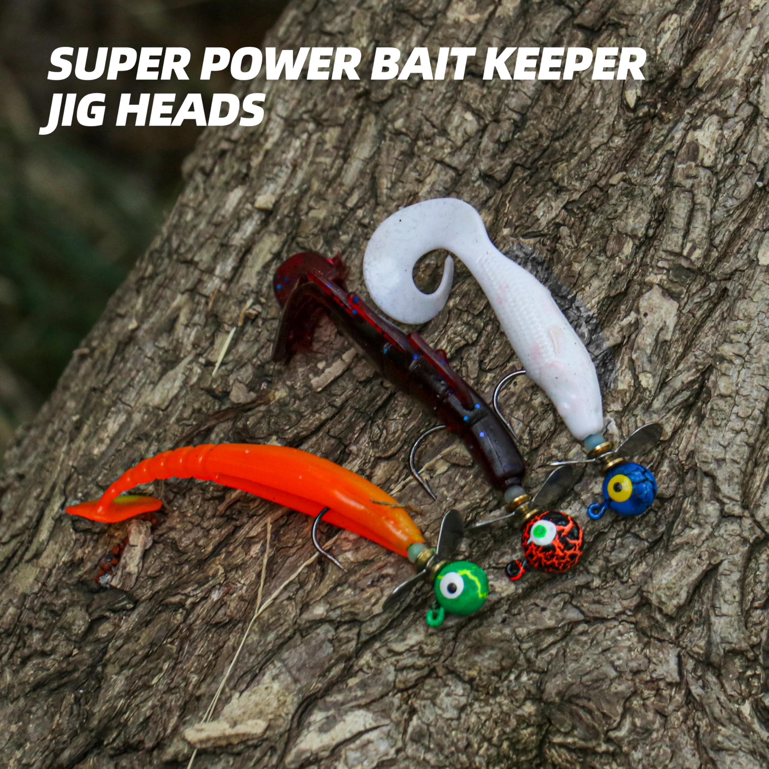 Propeller Jigköpfe gemischtes Set – 15 Stück Angel-Jigköpfe mit Spinnblättern, 4 Größen, scharfe Haken, für Süß- und Salzwasser
