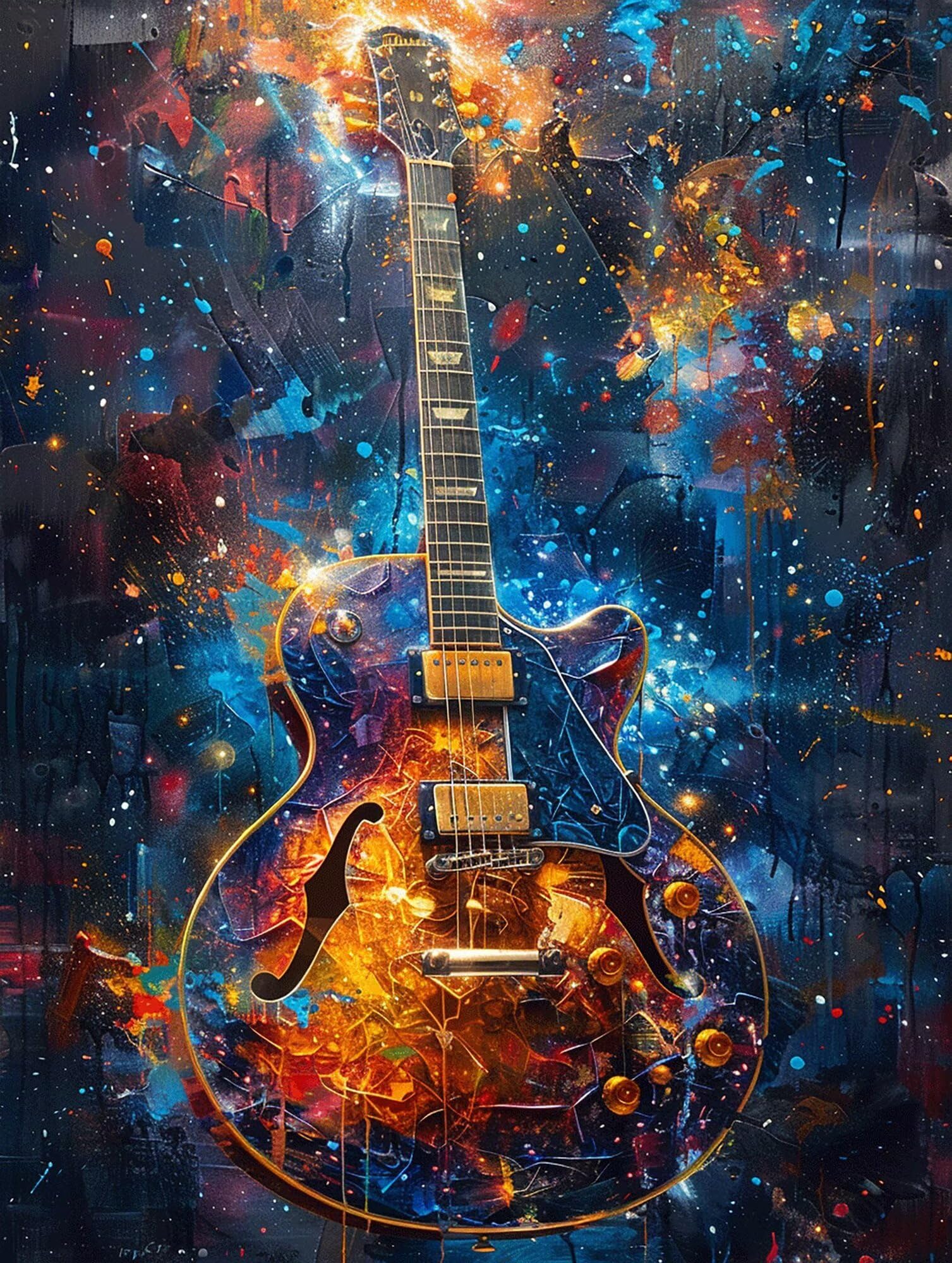 Paint by Numbers for Adults Guitar Paint by Numbers Kits on Canvas, Painting Hobbies for Adults Women, Painting Kits with 3 Brushes and Acrylic Pigment, Home Decor, 16x20 in, Musical Instrument 1-1952