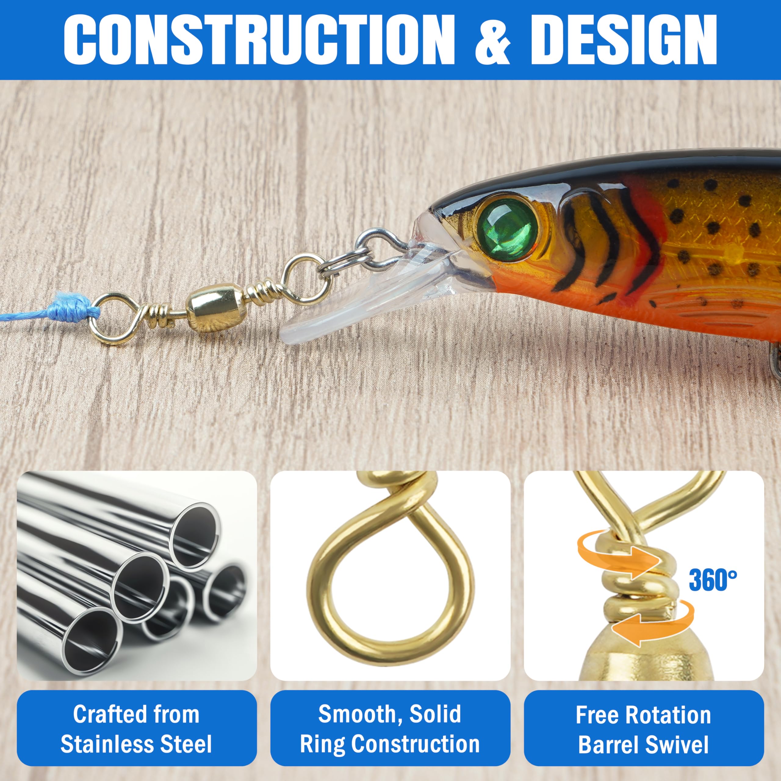 SILANON Fishing Swivels - 60/120pcs Stainless Steel -5
