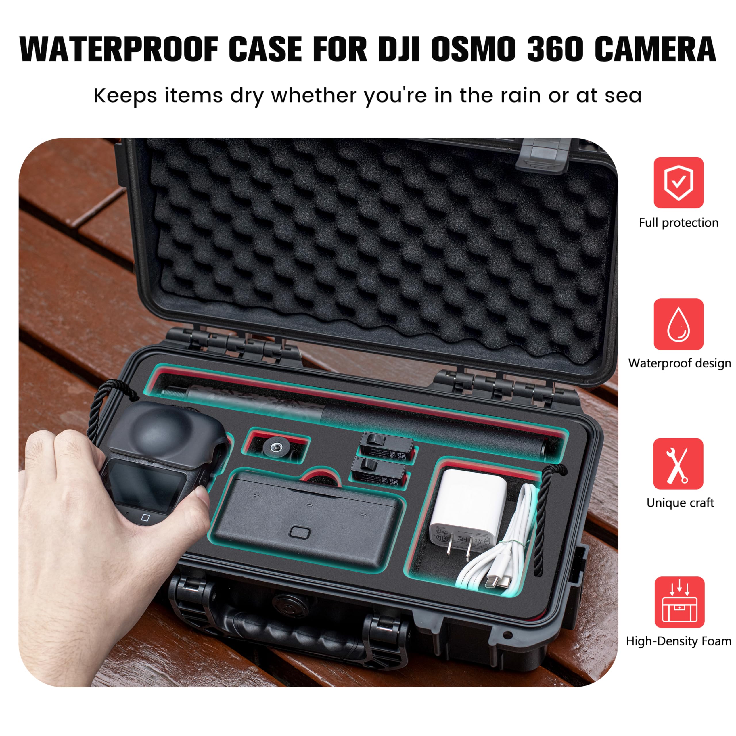 STARTRC PHOTO Osmo 360 Wasserdichter Tasche,Doppelwandiger Koffer für DJI 360, Tragbarer Reisekoffer für DJI Osmo 360 Adventure Combo Zubehör
