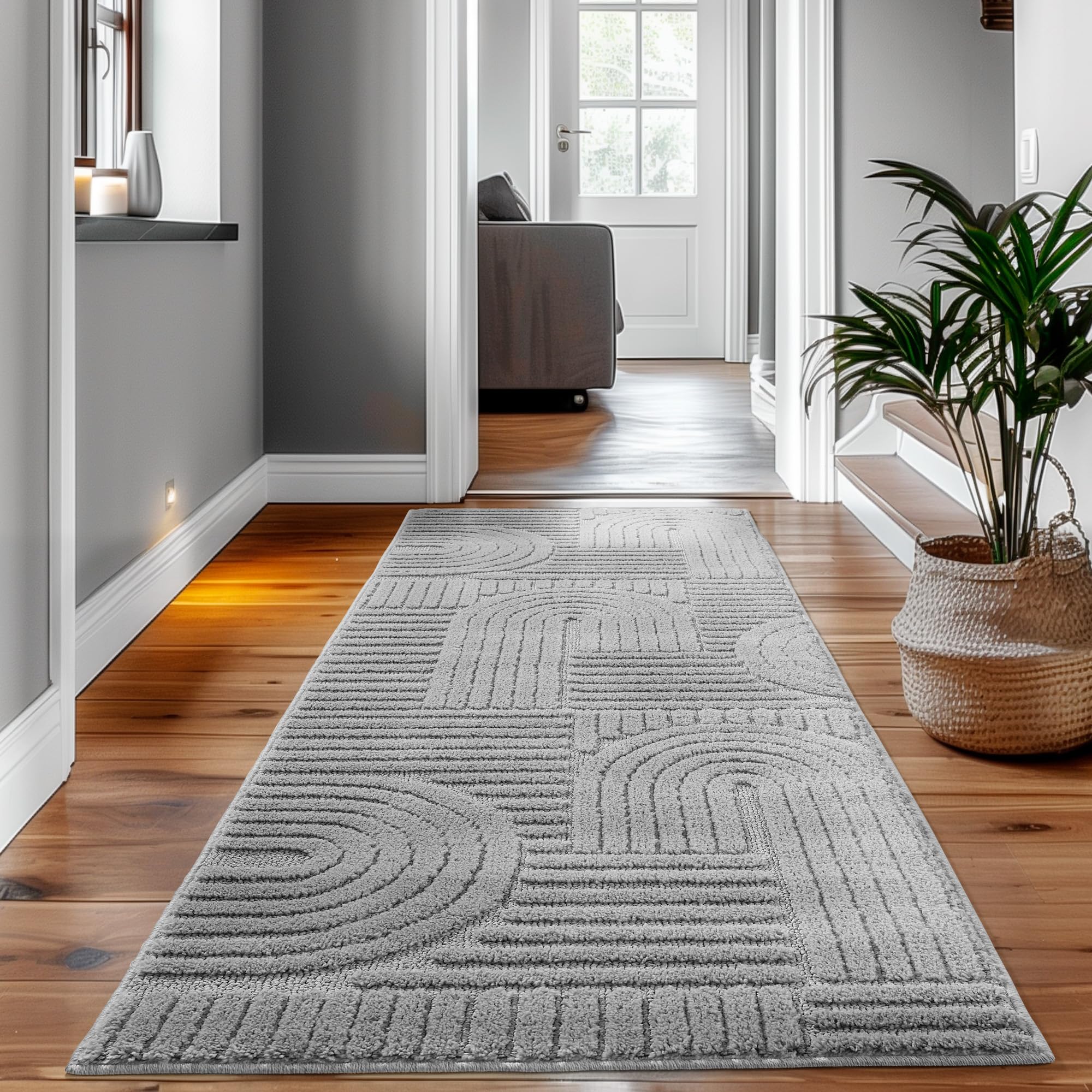 SIMPEX Teppich Hochflor Wohnzimmer Teppich, Weich & Flauschig, Skandinavisch Boho Stil, Langflor Shaggy, Pflegeleicht, Jute Rückseite