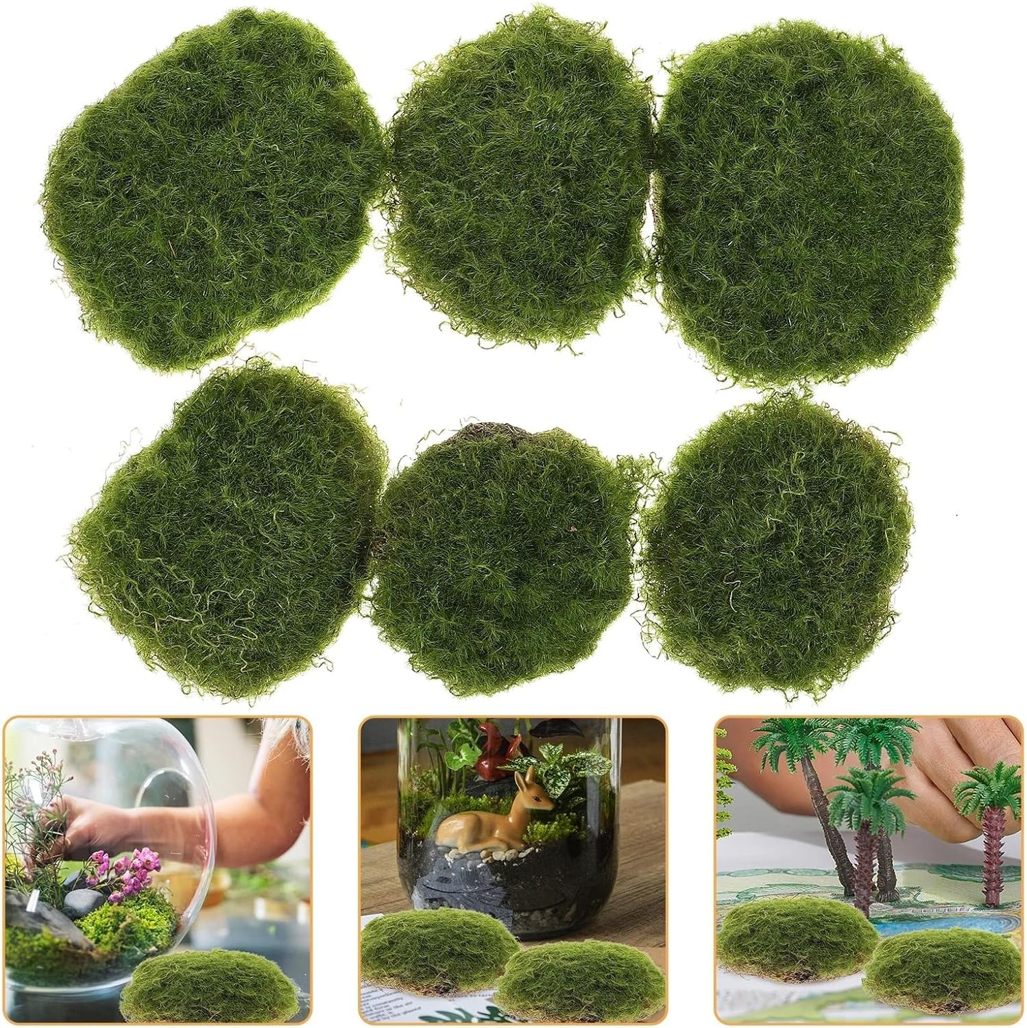 Artificial Moss Rocks Decorative 24 Pcs Faux Mossy Stone Decor Artificial Rocks for Home Office Garden Micro Landscape Layout Moss(9X8X3CM)