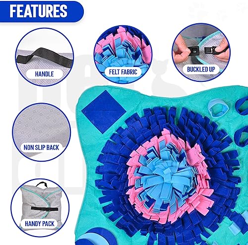 Miniatura 2 de Alfombrilla de olfateo para perros de razas grandes, gatos, juguetes de enriquecimiento de 25 x 25 pulgadas, para perros grandes, fomenta las