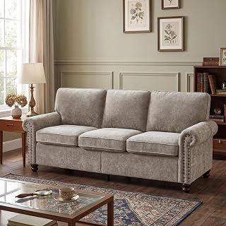 81.5" Rolled Arms Sofa with Nailhead Trim, Comfy 3-Seater