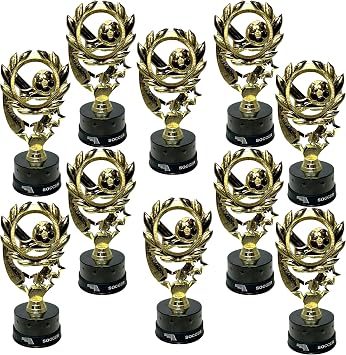 Express Medals Various 10 PK Soccer Trophy Awards with Matching Soccer Wrist Bands Award Trophies