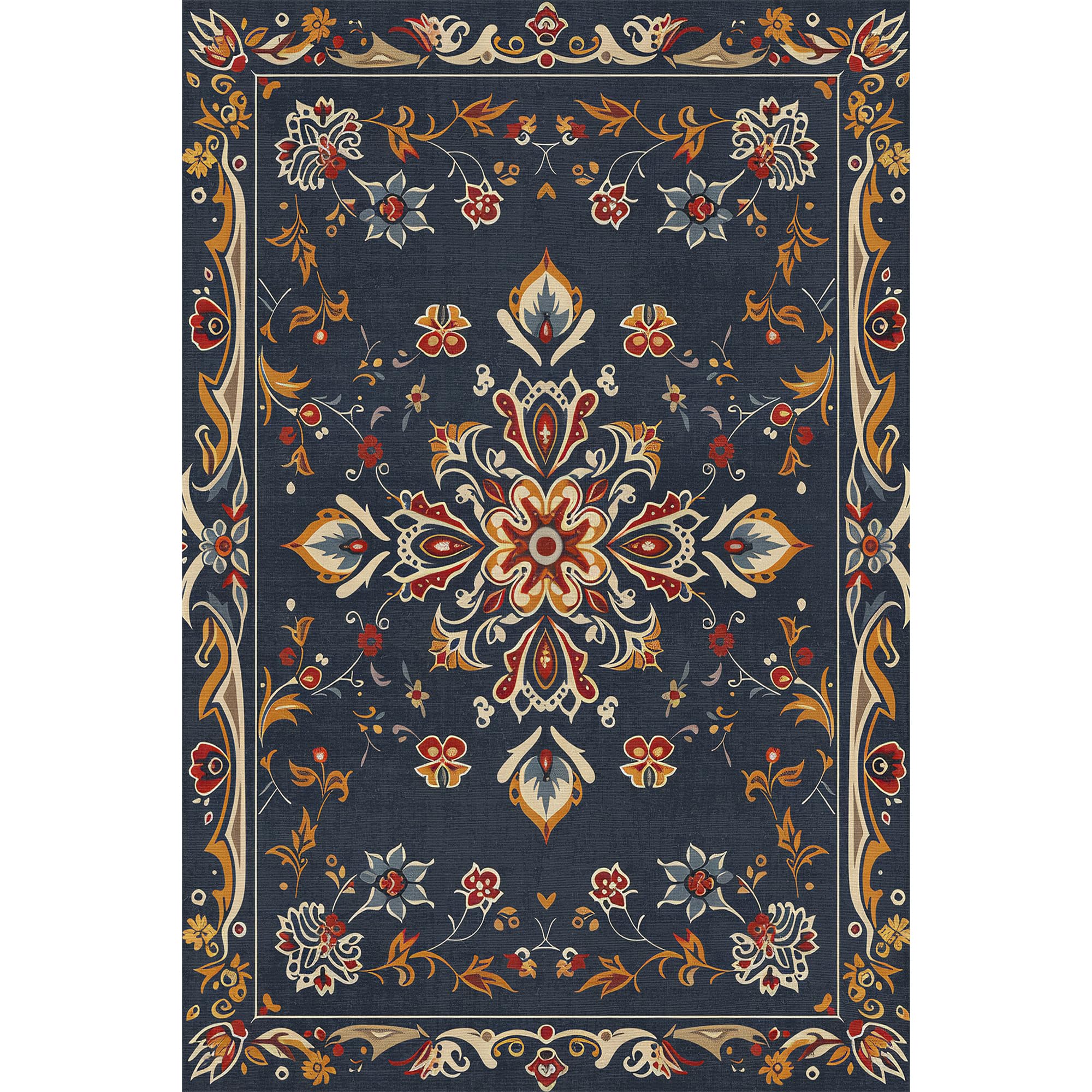 Depoba Andara Vintage Şönil Kaymaz Doğal Pamuk Tabanlı Yıkanabilir Antibakteriyel Çevre Dostu Salon Halısı 140x200