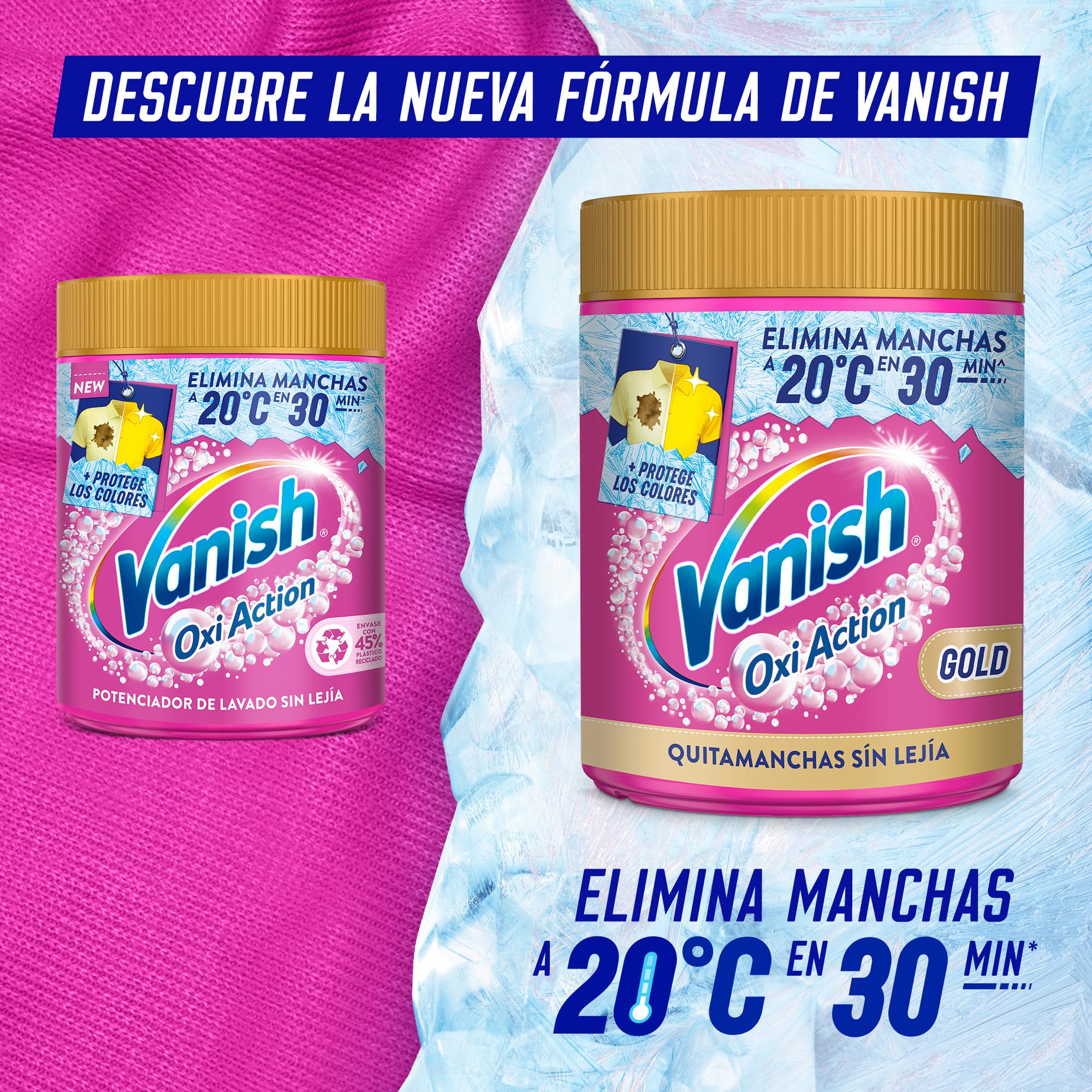 Vanish Oxi Action Multipoder - Quitamanchas multibeneficio para la ropa, elimina olores y potenciador del lavado, En Polvo, Sin Lejía, Pack Mixto 4 x 960gr (3,84kg)