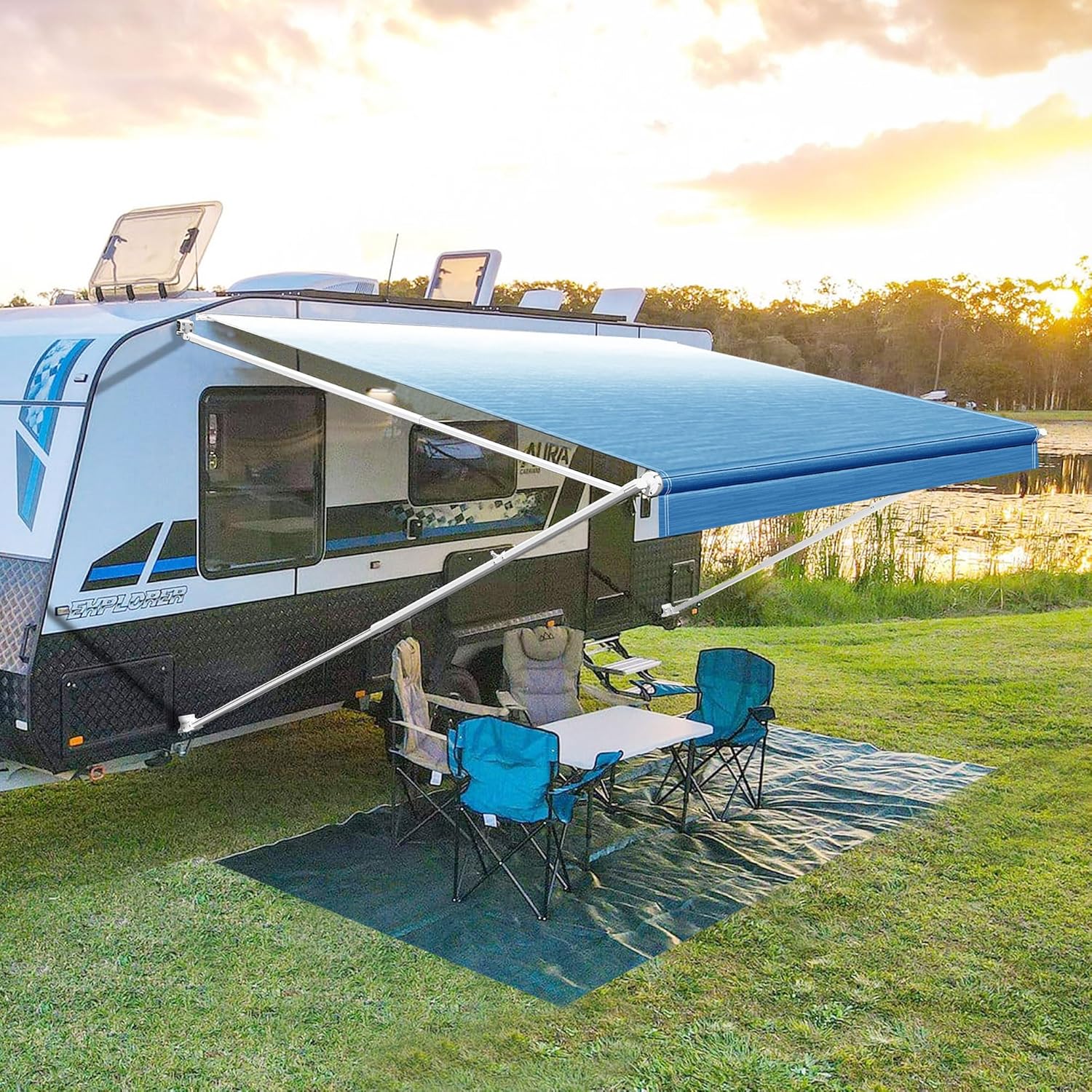 YESCAMP Manual RV Awning Complete Kit Retractable Camper