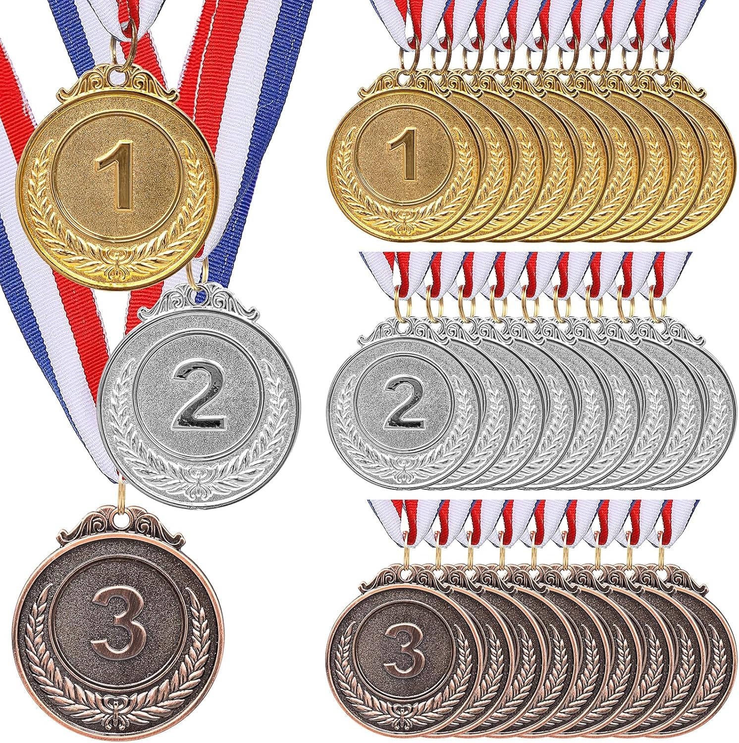 MALLOOM 30 Médailles en Or, Argent et Bronze – Médailles de vainqueur pour compétitions, fêtes, Style Olympique