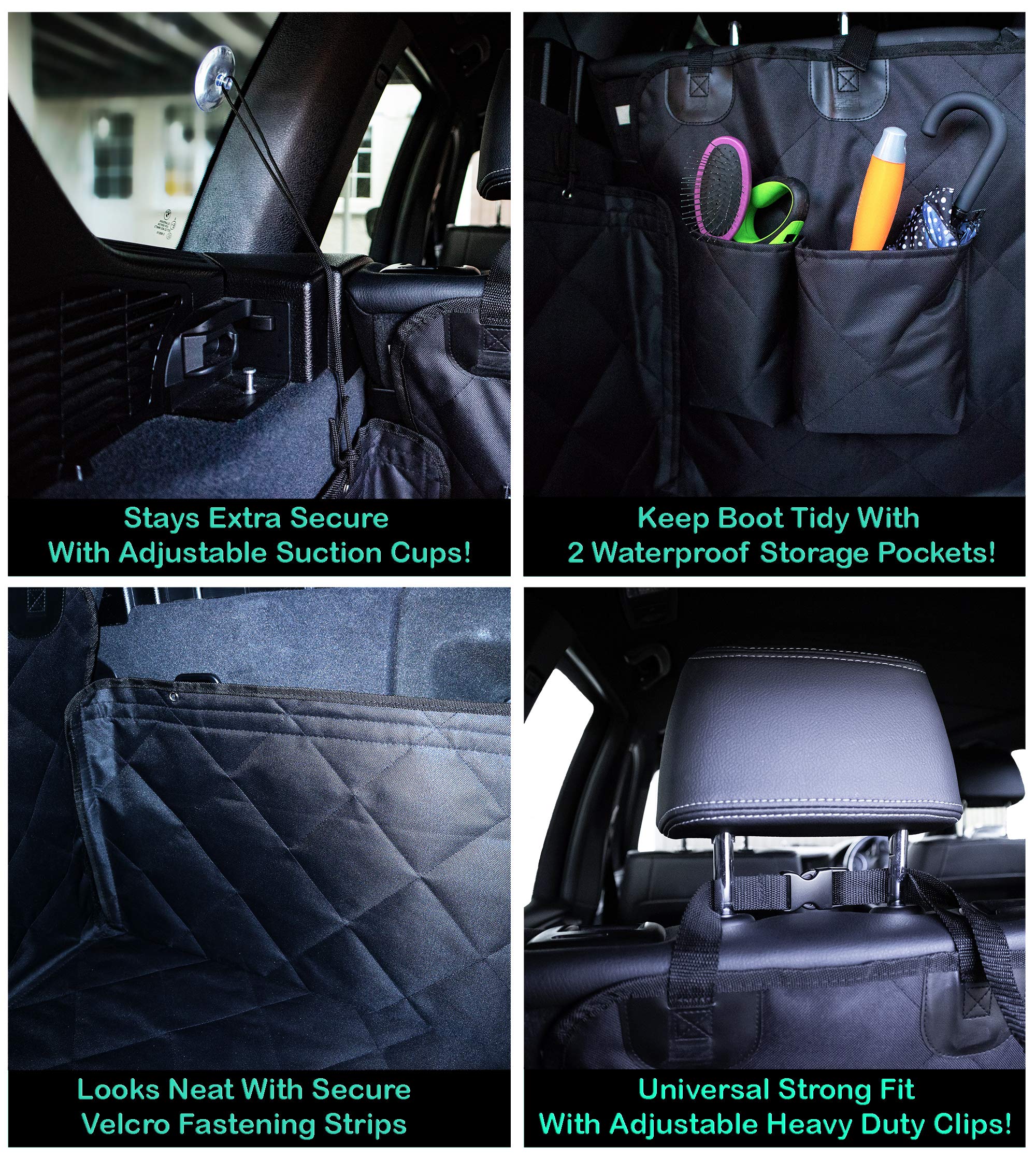 Protector Maletero de Coche para Perros con protección de Parachoques - Funda Resistente con 4 Capas - Cubre Maletero Impermeable y Antideslizante - Ajuste Universal para Maletero Hatchback o SUV
