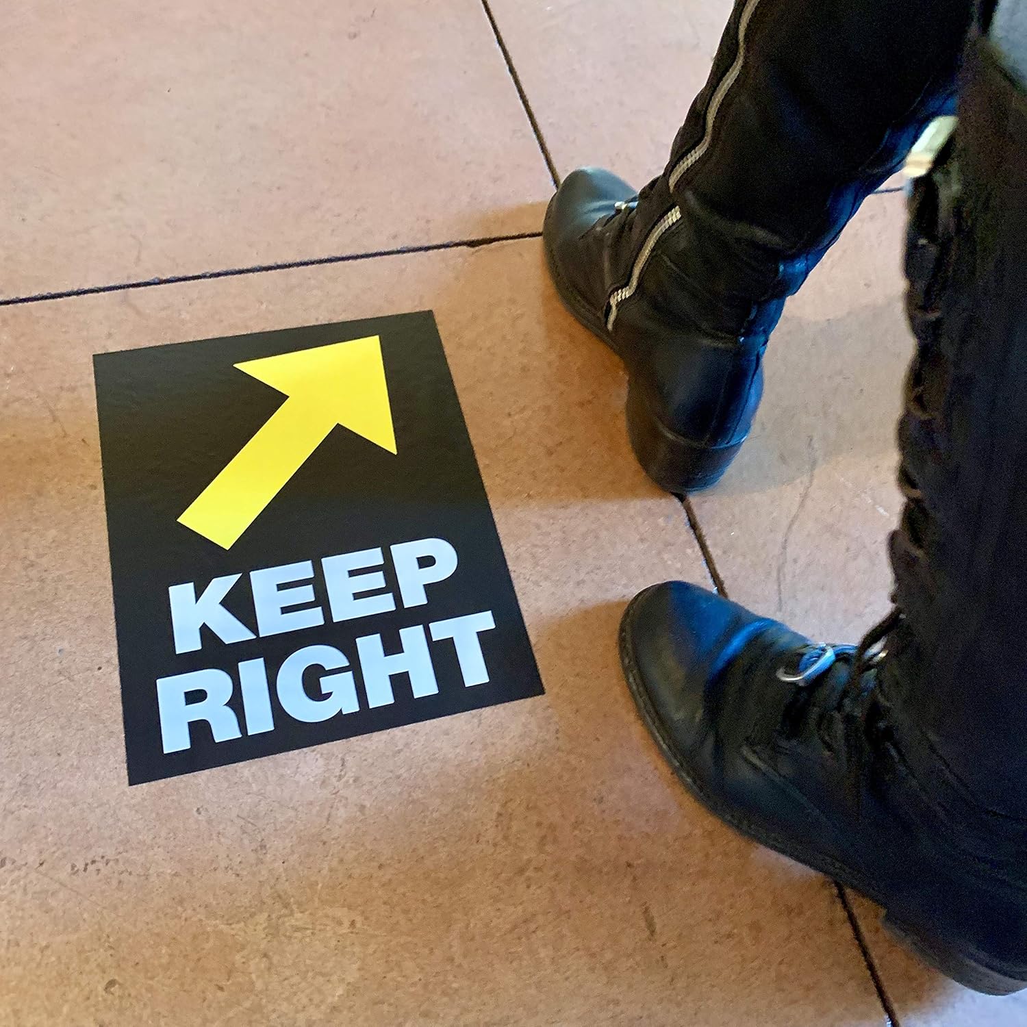 Keep Right Floor Decals - Keep Right Floor Stickers - Keep Right Floor Signs - 8.5 x 11 Removable Stickers (10 per Pack)