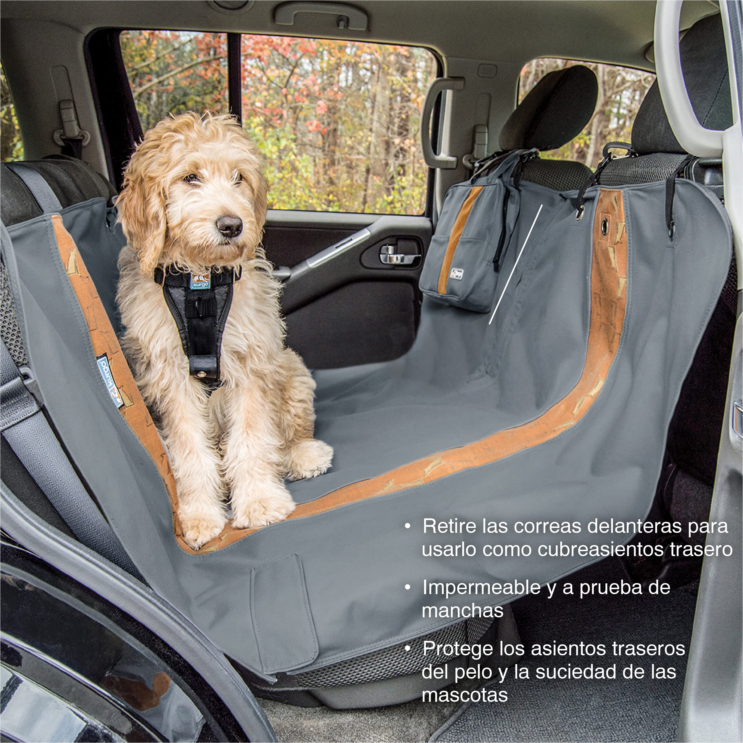 Kurgo Wander Cubre-Asiento Tipo Hamaca, Negro | Protección Impermeable para el Asiento Trasero
